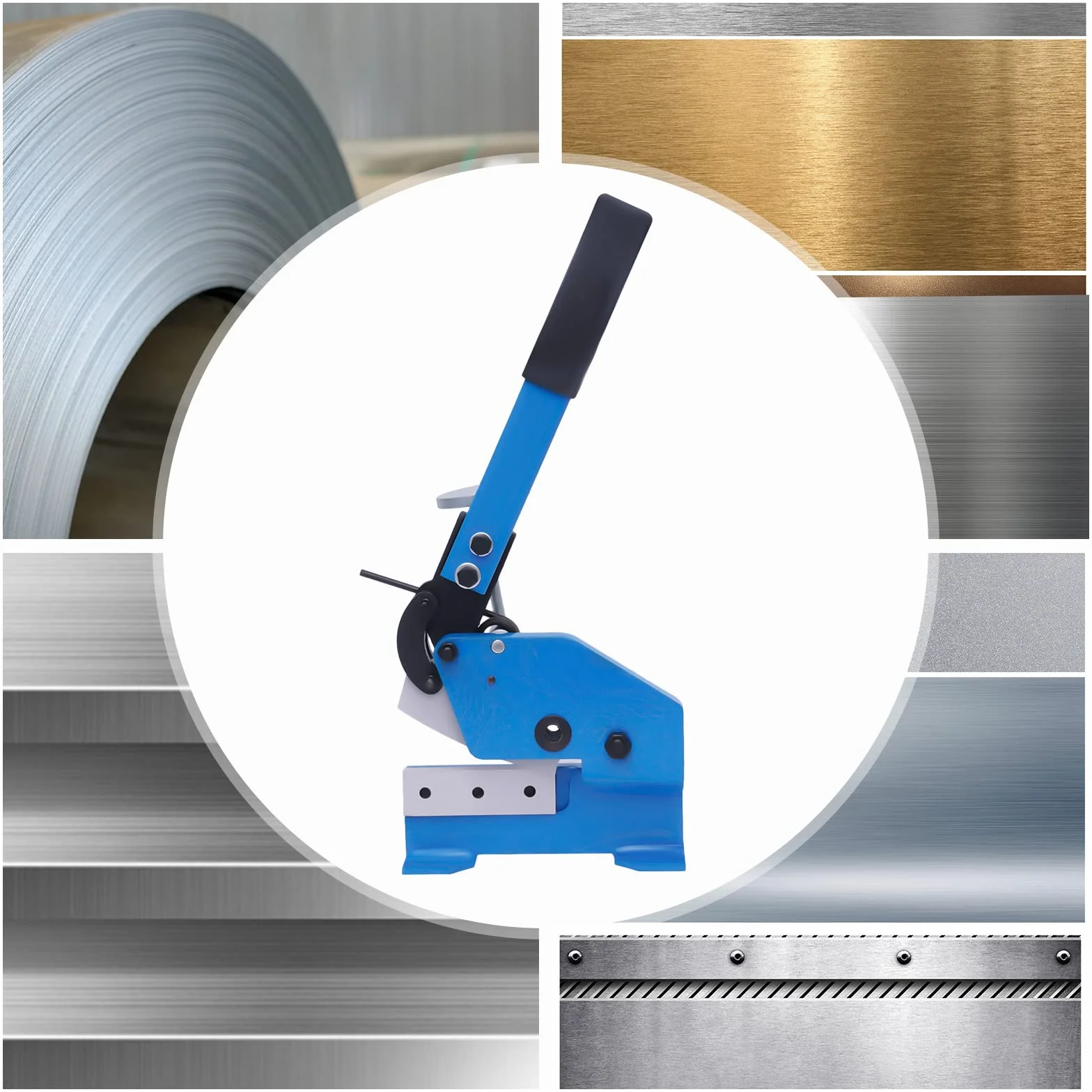 Nożyce dźwigniowe do blachy o długości 125 mm, nożyce dźwigniowe, metalowe z regulowanym zaciskiem, ręczna płyta, płaska do cięcia blachy stalowej, stali płaskiej i okrągłej