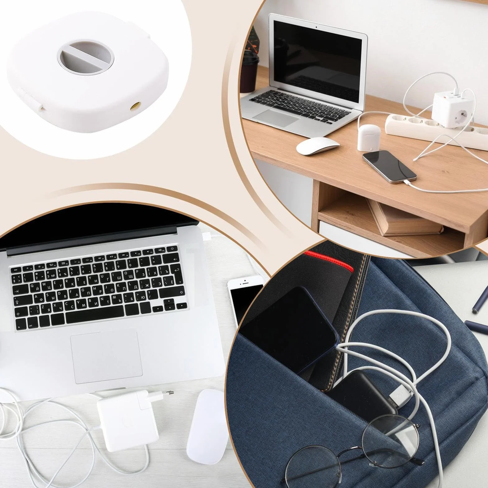 Nawijacz Do Kabla ?adowarki - Przeno?ny Z Chowanym Kablem - Stojak Telefon I Organizer Przewodu ?adowarki - Dla Doros?ych I Podró?uj?cych Do Domu Biura I Podró?y