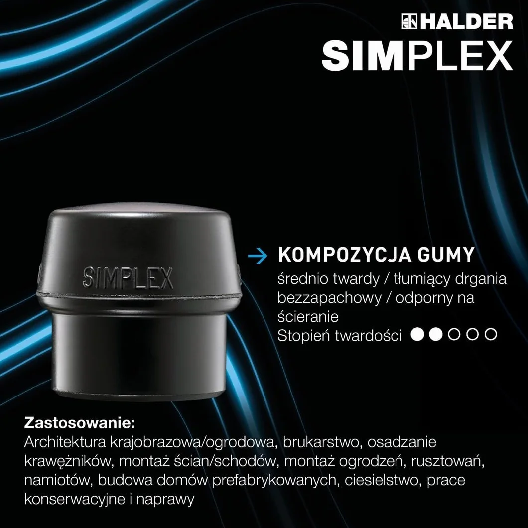 Obuch do młotka z miekkim bijakiem SIMPLEX, gumowy 40mm HALDER