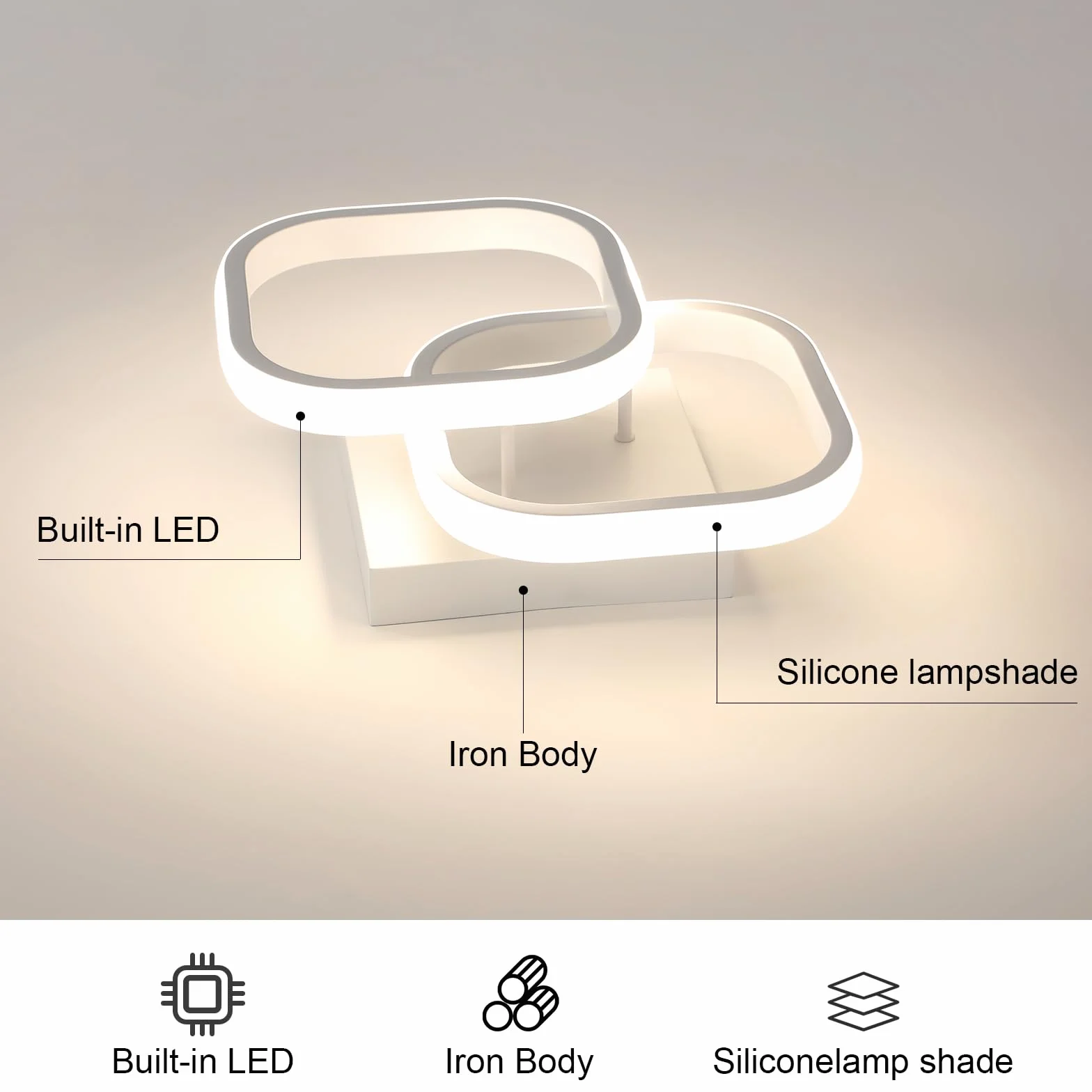 Comely Zestaw 2 nowoczesnych lamp sufitowych LED, 24 W, 1900 lm, mała kwadratowa lampa sufitowa LED, do sypialni, salonu, korytarza, balkonu, naturalnego światła 4500 K, białe 24 cm