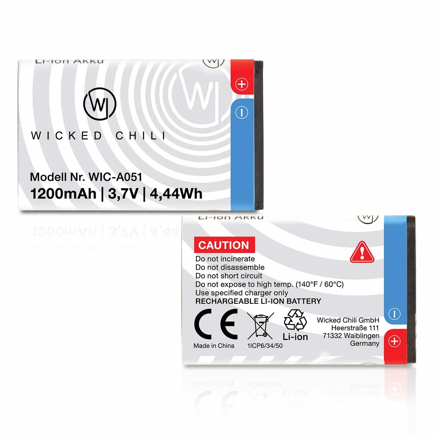 Wicked Chili Bateria zamienna (1200 mAh, BL-5C) np. kompatybilna z Nokia 1650, 2310, 2610, 3110, 3120, 5030, 5130, 6030, 6230, 6230i, 6555, 6600, 6680, 7610, C2, E50, N70, N70, 72, N91 (BL5C, duża