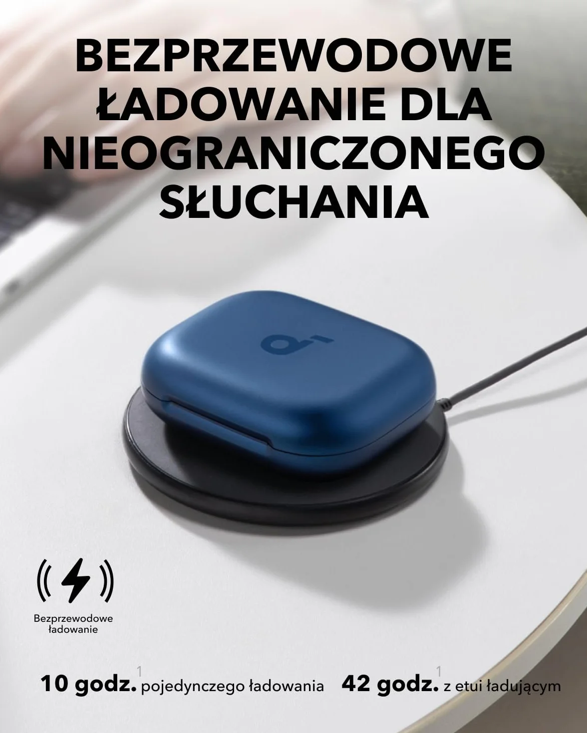 soundcore AeroFit 2 firmy Anker, słuchawki otwarte, regulowane zaczepy na uszy, ścisłe dopasowanie, bogaty bas, dźwięk bezprzewodowy Hi-Res, 42 godz. odtwarzania (Niebieski, Standard)
