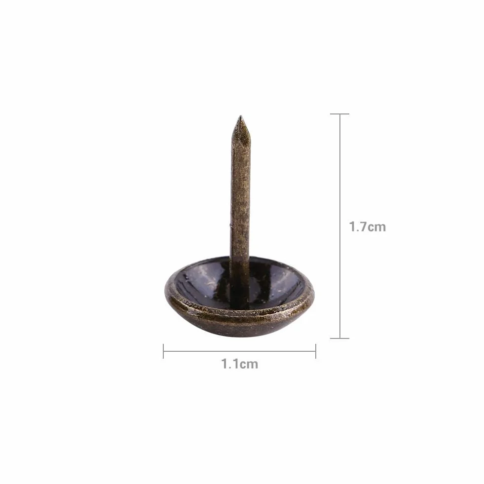 100 stücke Polster Tacks, Möbel Nägel Pins Sofa Rivet Polster Pins Handwerk Thumbtack Tack, Antike Messing(11 * 17mm)