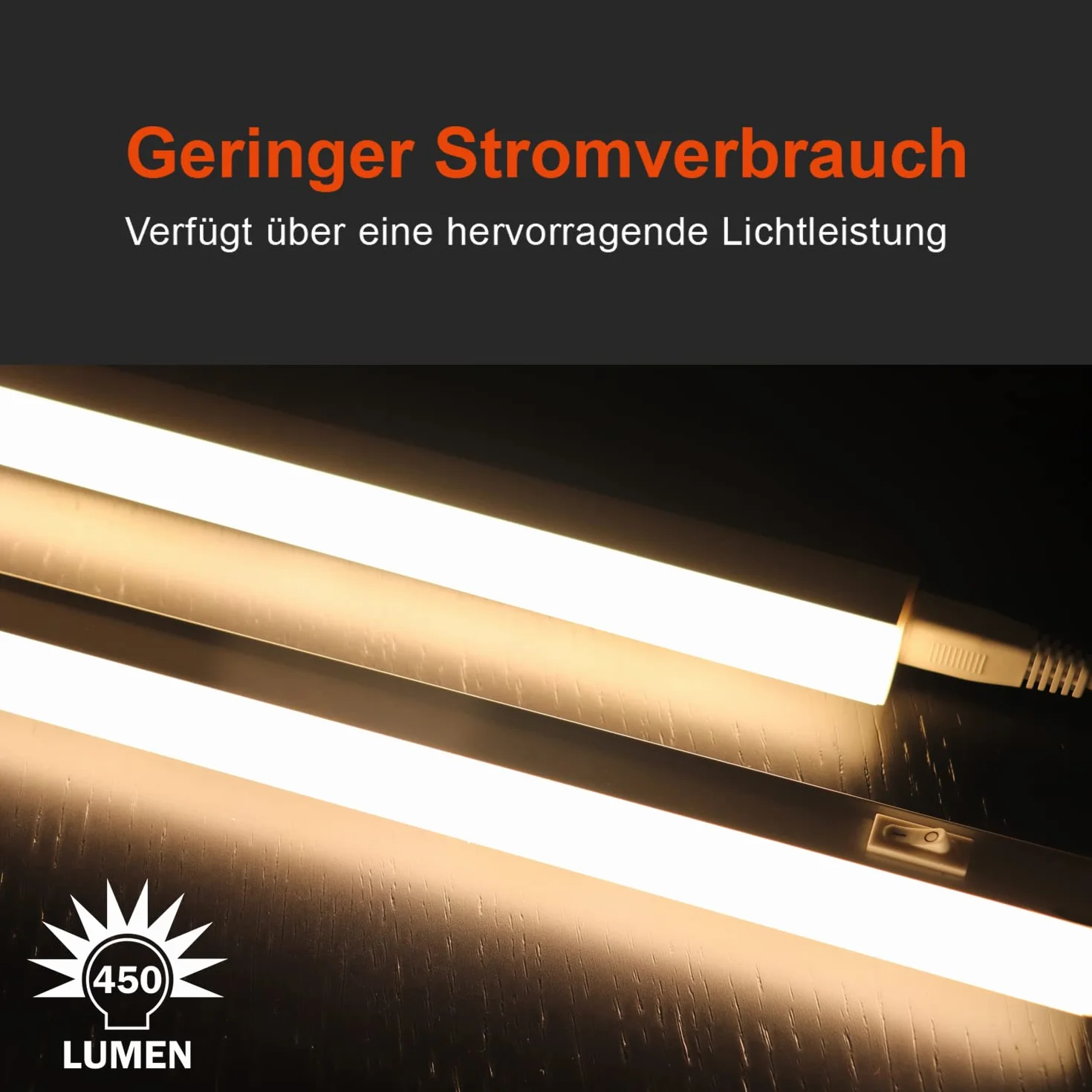 da LIGHT Lampa podszafkowa LED do kuchni, 5 W, 31,5 cm, 450 lm, 3000 K, ciepła biel, listwa świetlna, oświetlenie szafy, super jasna biel, możliwość rozszerzenia dzięki systemowi wtykowemu