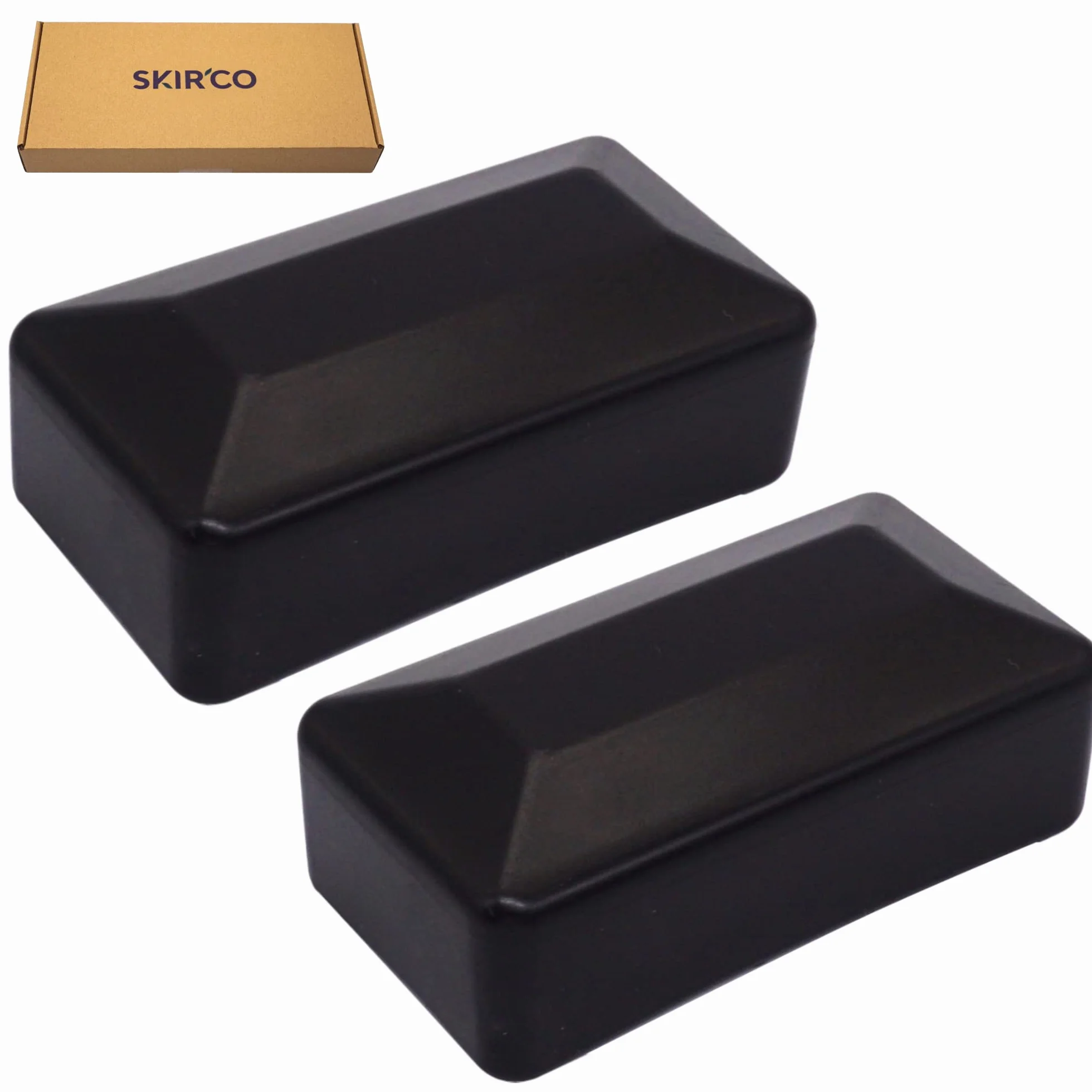 SKIR'CO (2 szt.) nakładki na słupki ogrodzeniowe, prostokątne czarne plastikowe nakładki 40 x 80 mm, osłony słupków ogrodzeniowych, kruczoczarne RAL 9005 kolor