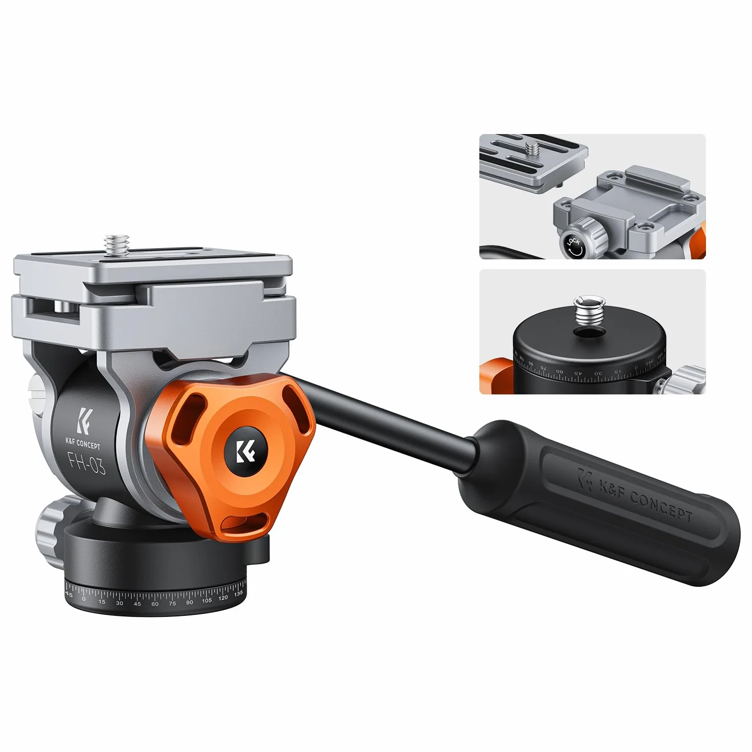 K&F Concept Mocowanie statywu z głowicą płynną Arca Swiss metalowa płyta QR 360° +90°/-90°