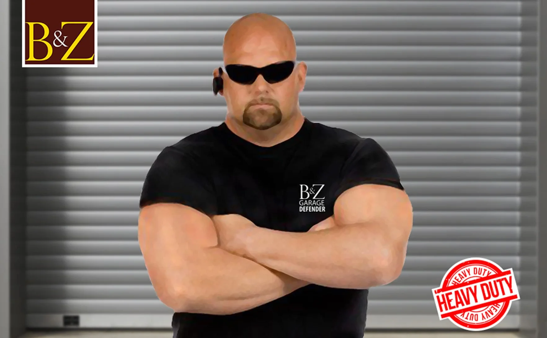 System bezpieczeństwa Heavy Duty czarna blokada do drzwi garażowych + mocowania (białe)