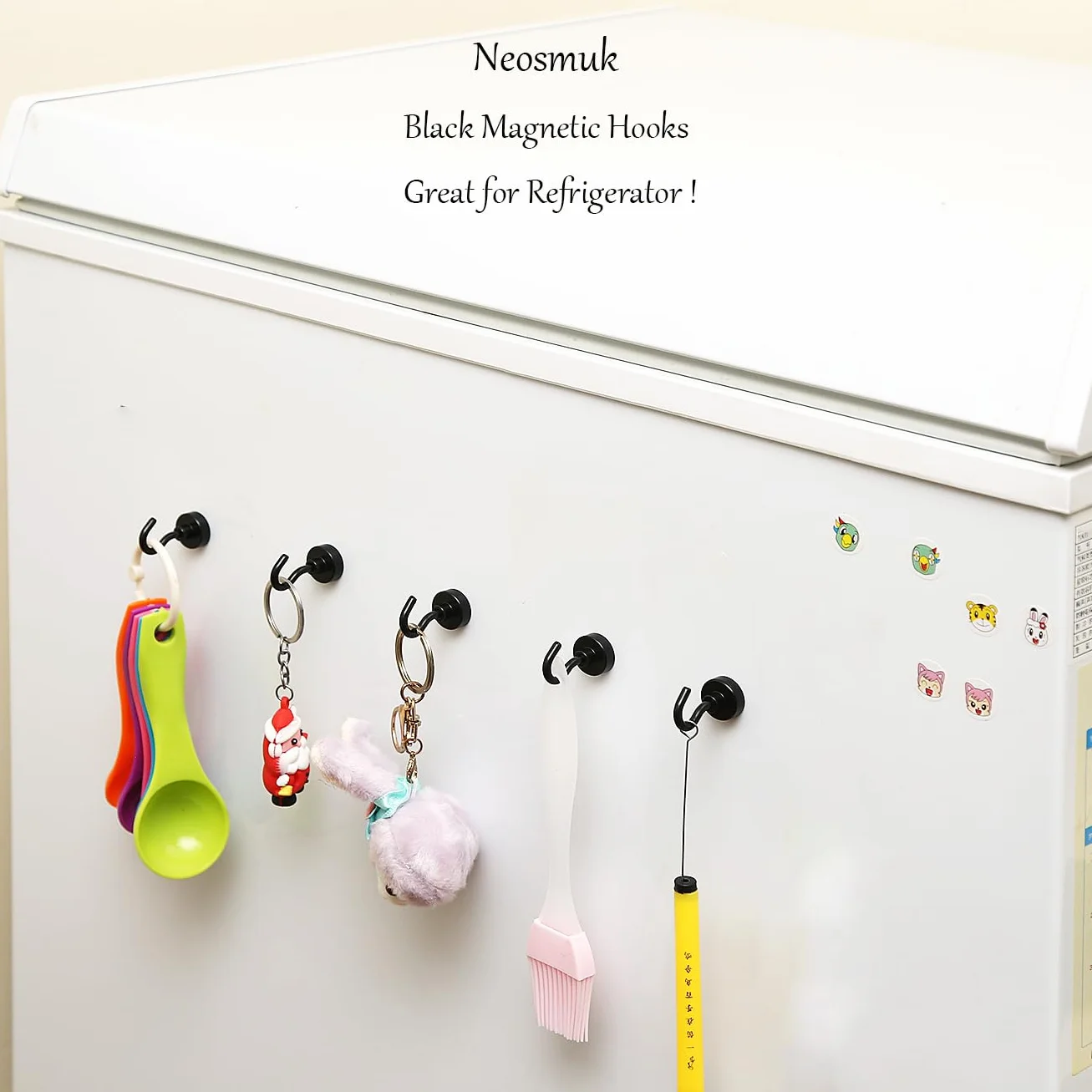 Neosmuk Czarne haczyki magnetyczne, 10kg ekstra mocne haczyki magnetyczne do kempingu, warsztatu, szafki, wieszaki na ubrania z magnesem neodymowym do użytku zewnętrznego i akcesoria na rejs
