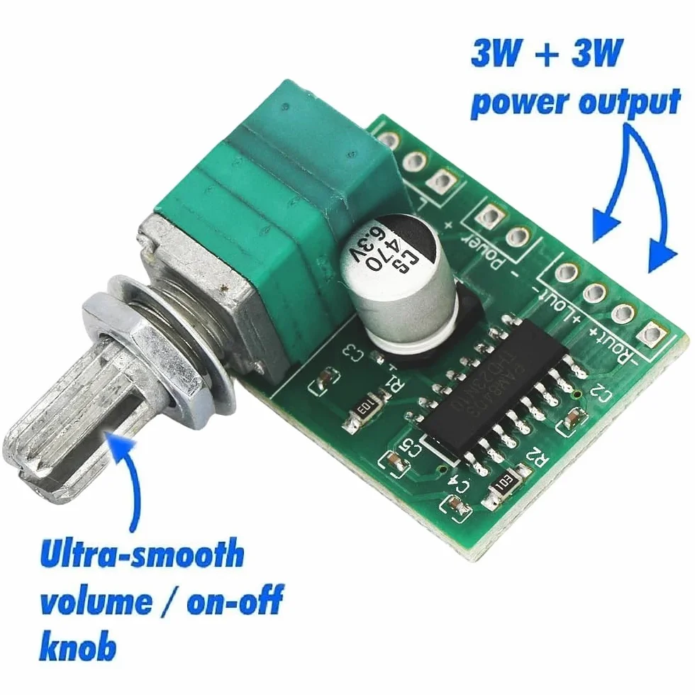 DollaTek Super ma?y wzmacniacz audio 3 W + 3 W DC 5 V, por?czny cyfrowy modu? stopniowo?ci, dwukana?owy wzmacniacz stereo PAM8403 z potencjometrem do przeno?nych g?o?ników DIY