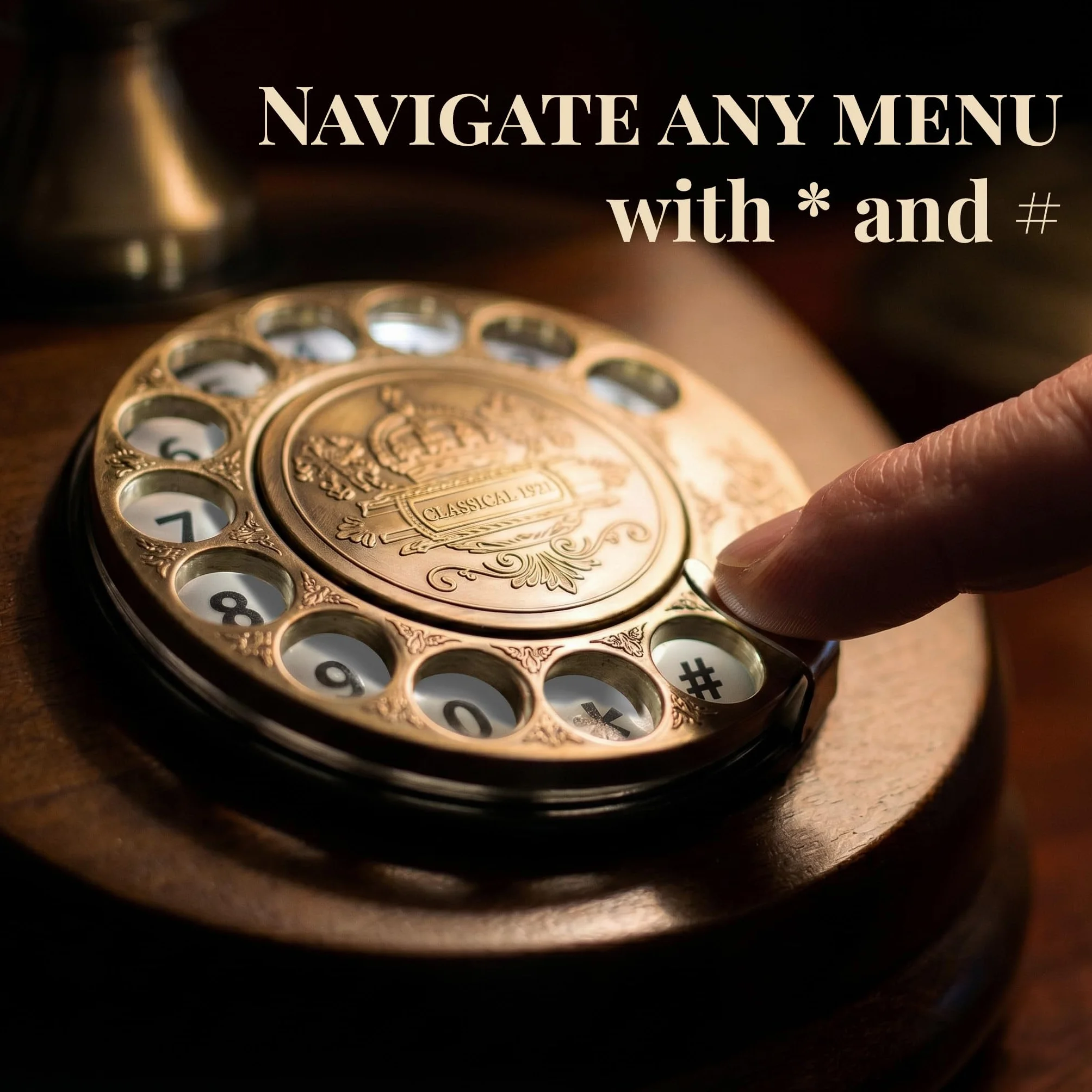 Retro telefon drewniany metalowy Model A z obrotową tarczą i dzwonkiem
