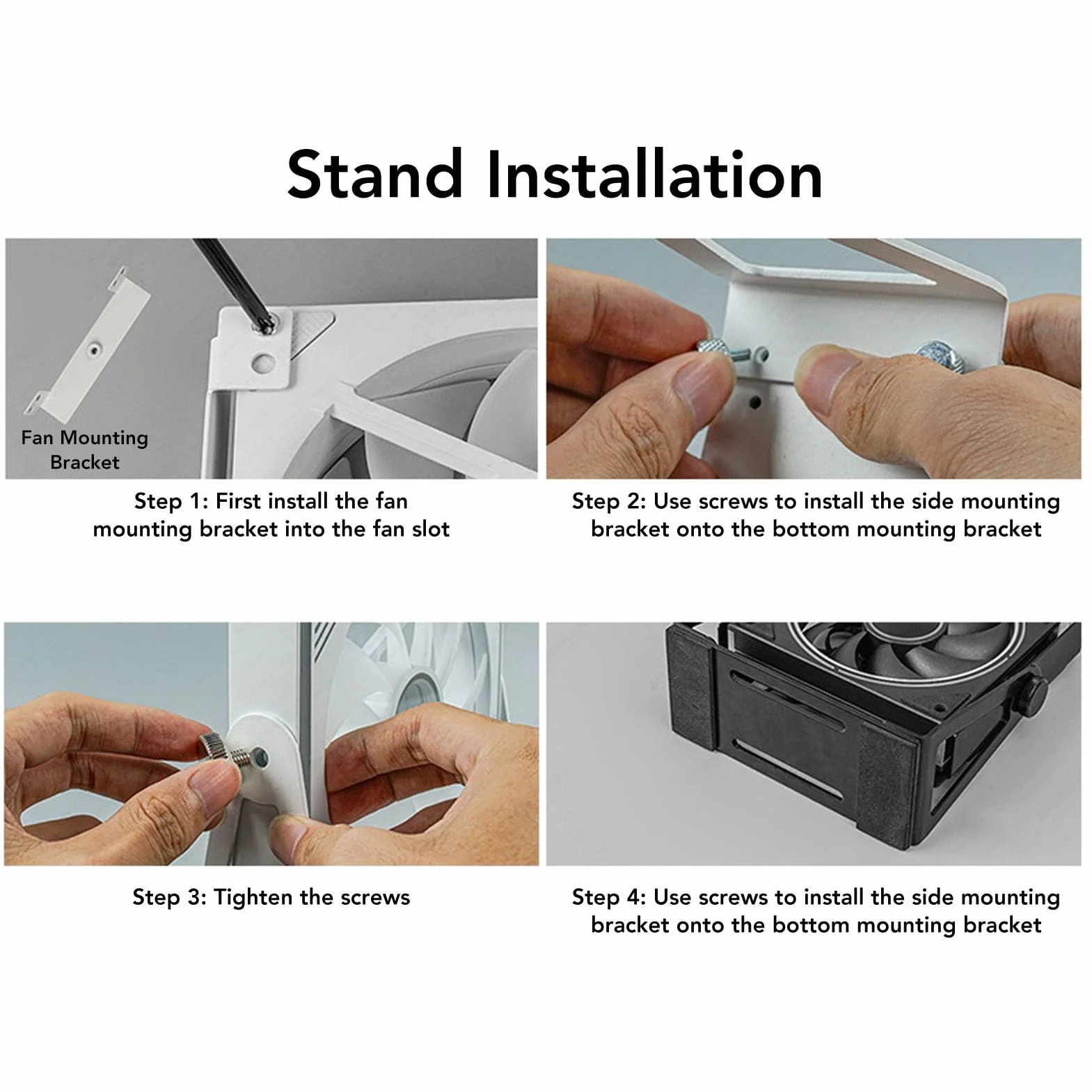 Denash Bardzo Wszechstronny Stojak na Wentylator Komputera PC z Obrotowym o 360 Stopni Uniwersalnym Uchwytem na Wentylator do Wentylatorów 120 Mm 140 Mm, Solidny Wspornik ze Stopu (WHITE)