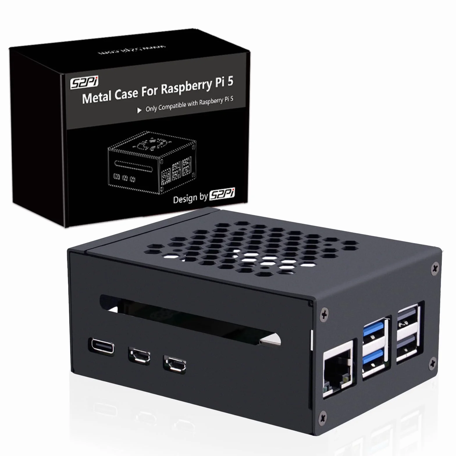 GeeekPi Metalowa obudowa do Raspberry Pi 5, obsługa PCIe M.2 NVMe SSD Shield Top X1001 / X1003 / X1000 / N04 / N05 i Active Cooler