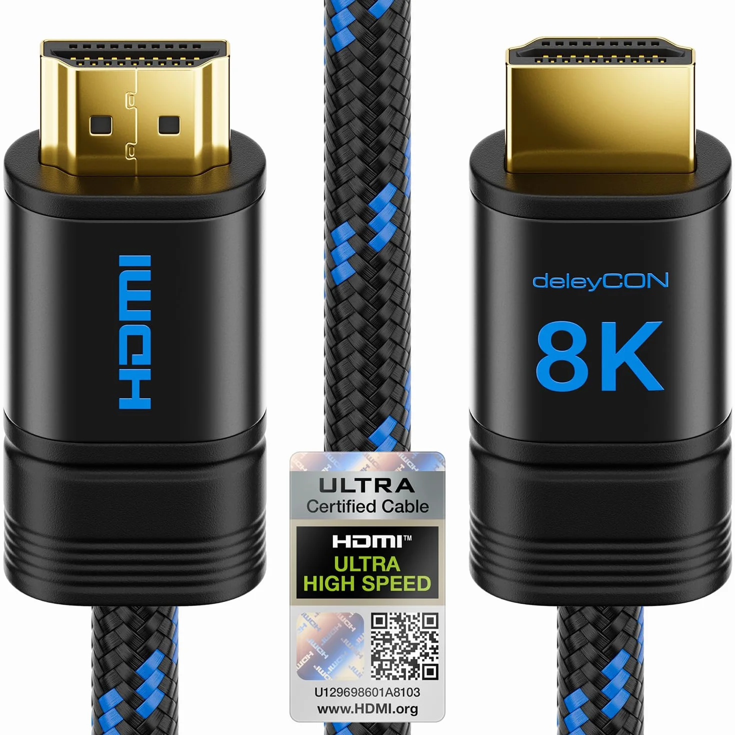 deleyCON 2m Kabel HDMI 2.1b 48G ULTRA Highspeed 8K@60Hz 4K@120Hz EARC HDCP 2.3