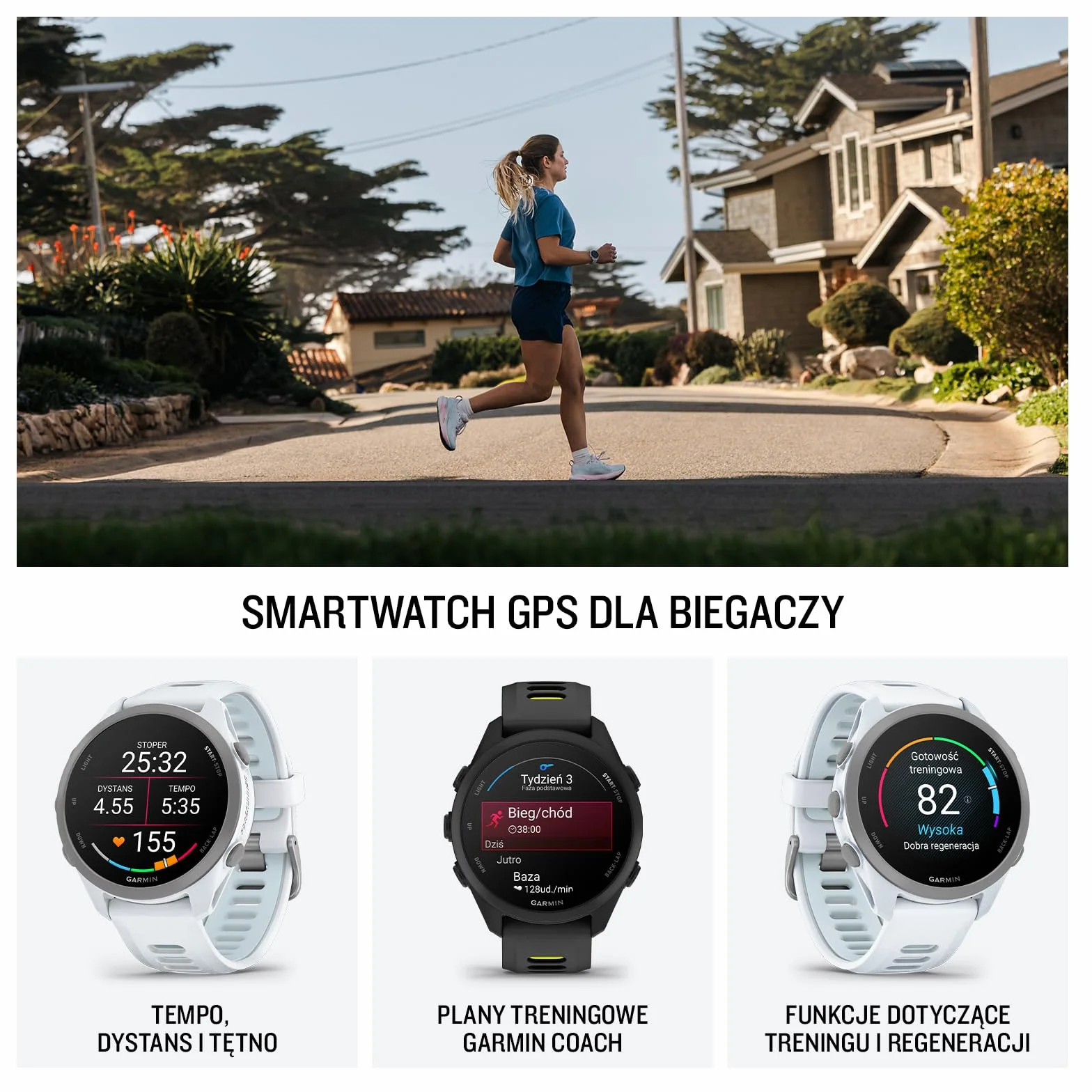 Garmin Forerunner 170 Smartwatch Do Biegania GPS, 43mm, AMOLED, Do 10 Dni Pracy Baterii, Black/Amp Yellow