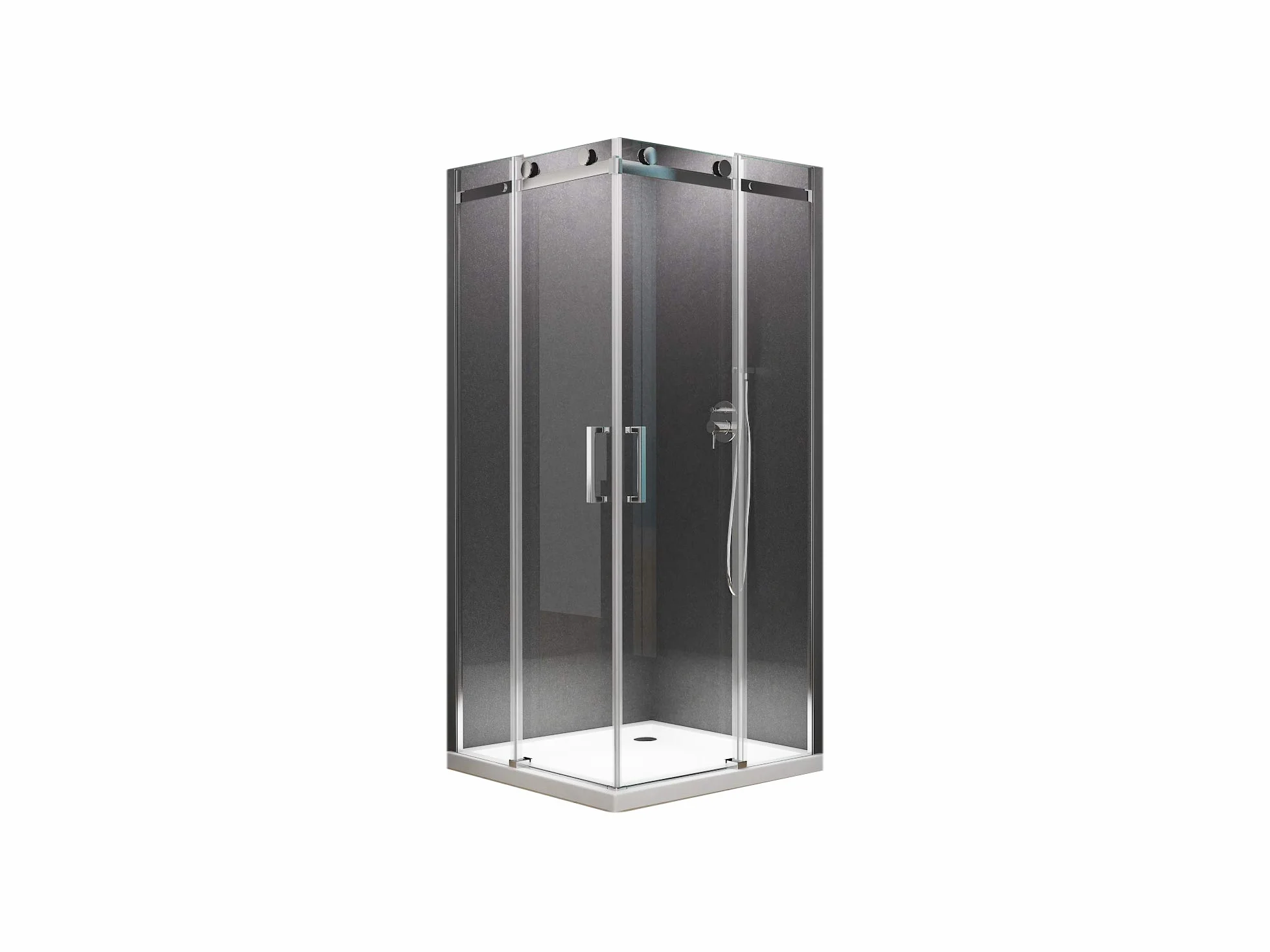 Shop [typ Lina] narożna kabina prysznicowa system przesuwny – prysznic – wariacje (80 x 80 x 195 cm + brodzik + odpływ