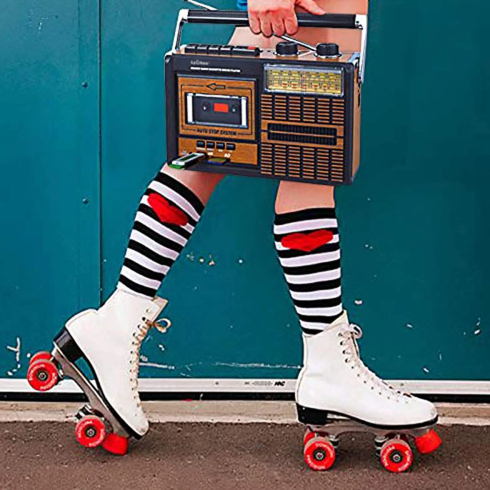 Lychee Boombox Przenośny magnetofon kasetowy retro AM/FM/SW1-2 SD/USB brązowy F319U