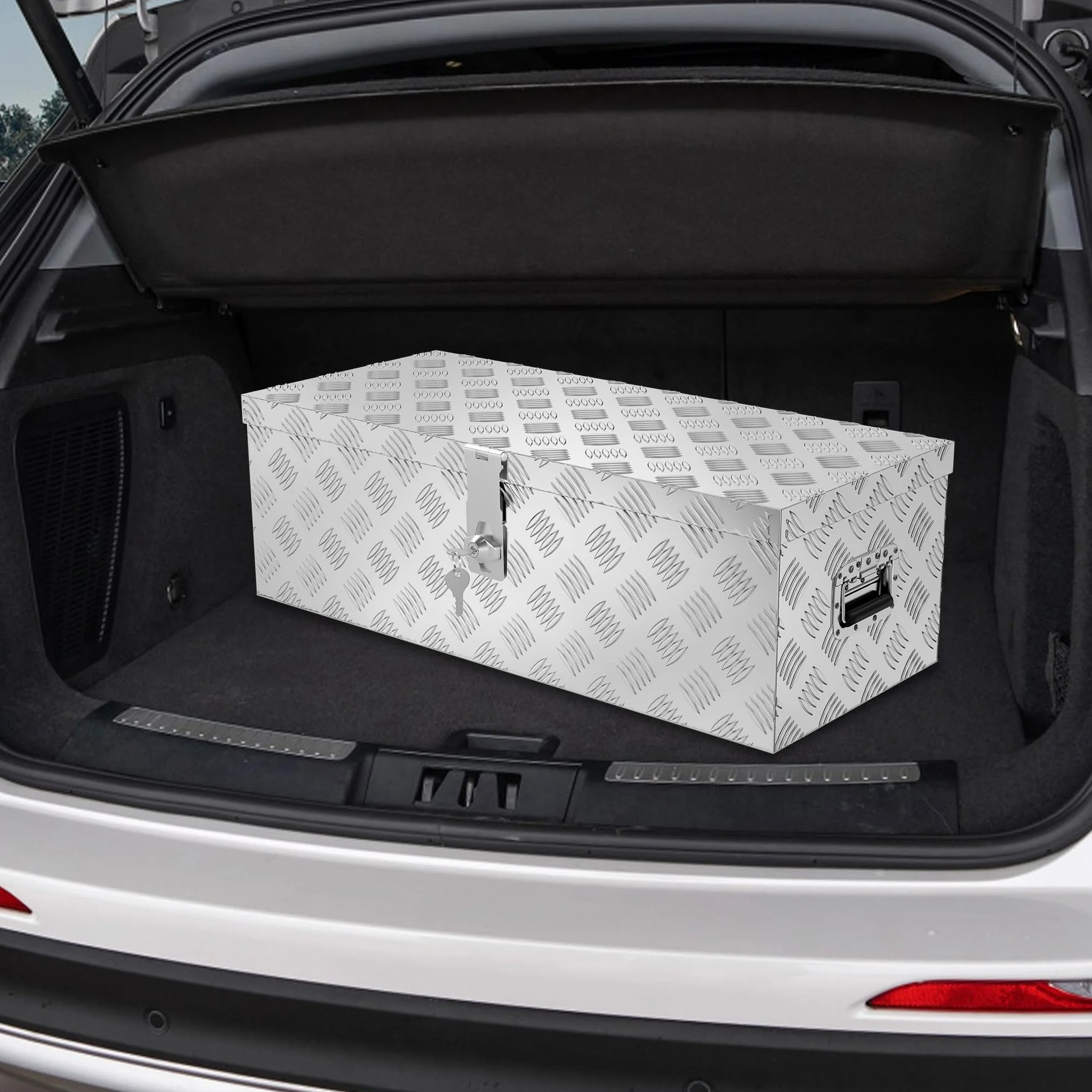 XMTECH Aluminiowe Pudełko Transportowe, Do Przechowywania, 61,5 x 26,5 x 30 cm, Skrzynka Magazynowa 38 l, Na Narzędzia
