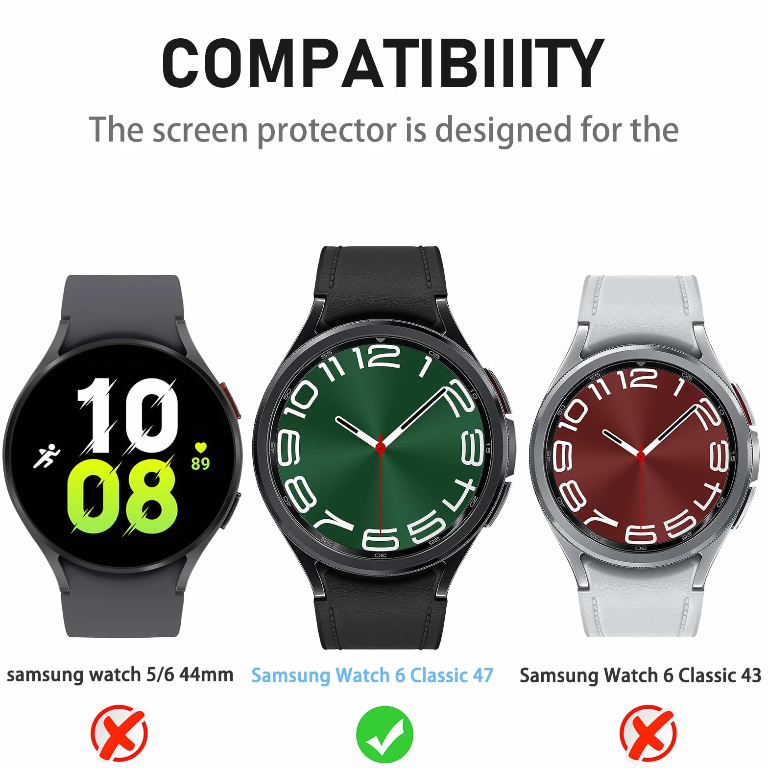 Diruite 4 Sztuki Ochraniacz Ekranu do Samsung Galaxy Watch 6 Classic 47mm,HD Szkło Hartowane Folia Ochronna do Samsung Galaxy Watch 6 Classic 47mm Smartwatch[Anti-scratch]