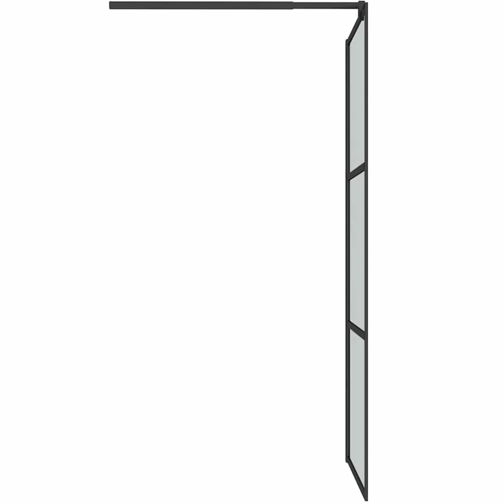 Ścianka prysznicowa do prysznica Walk-in, 90 x 195 cm, ciemna, szkło ESG, czarna, 5 mm, ochrona przed pryskaniem, rama aluminiowa, regulowany profil, drążek podporowy 70 do 120 cm