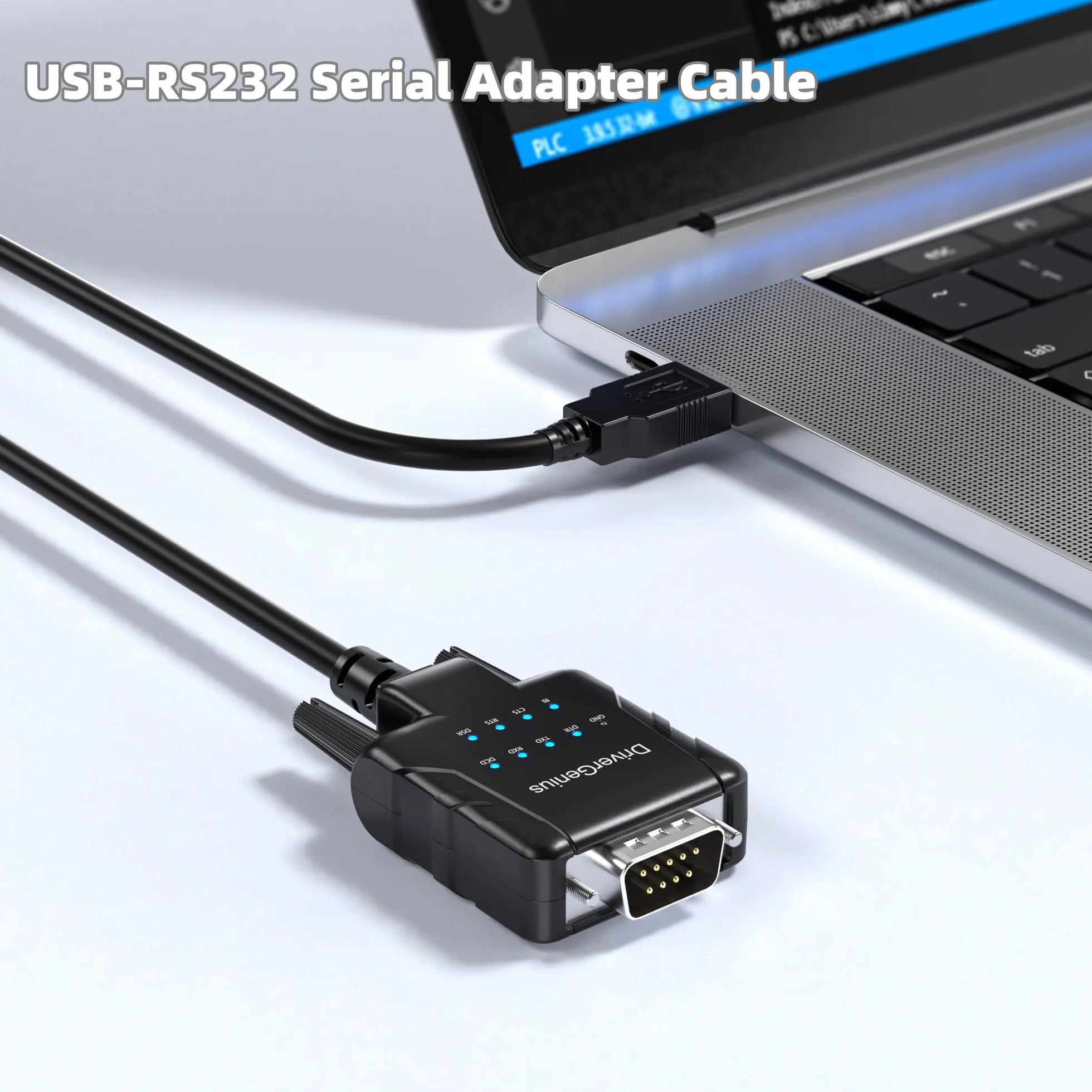 DriverGenius SerialPulseX Adapter USB na RS232 DB9 z Diodami LED do Programowania PLC Robotyki Zbierania Danych Windows 11 macOS