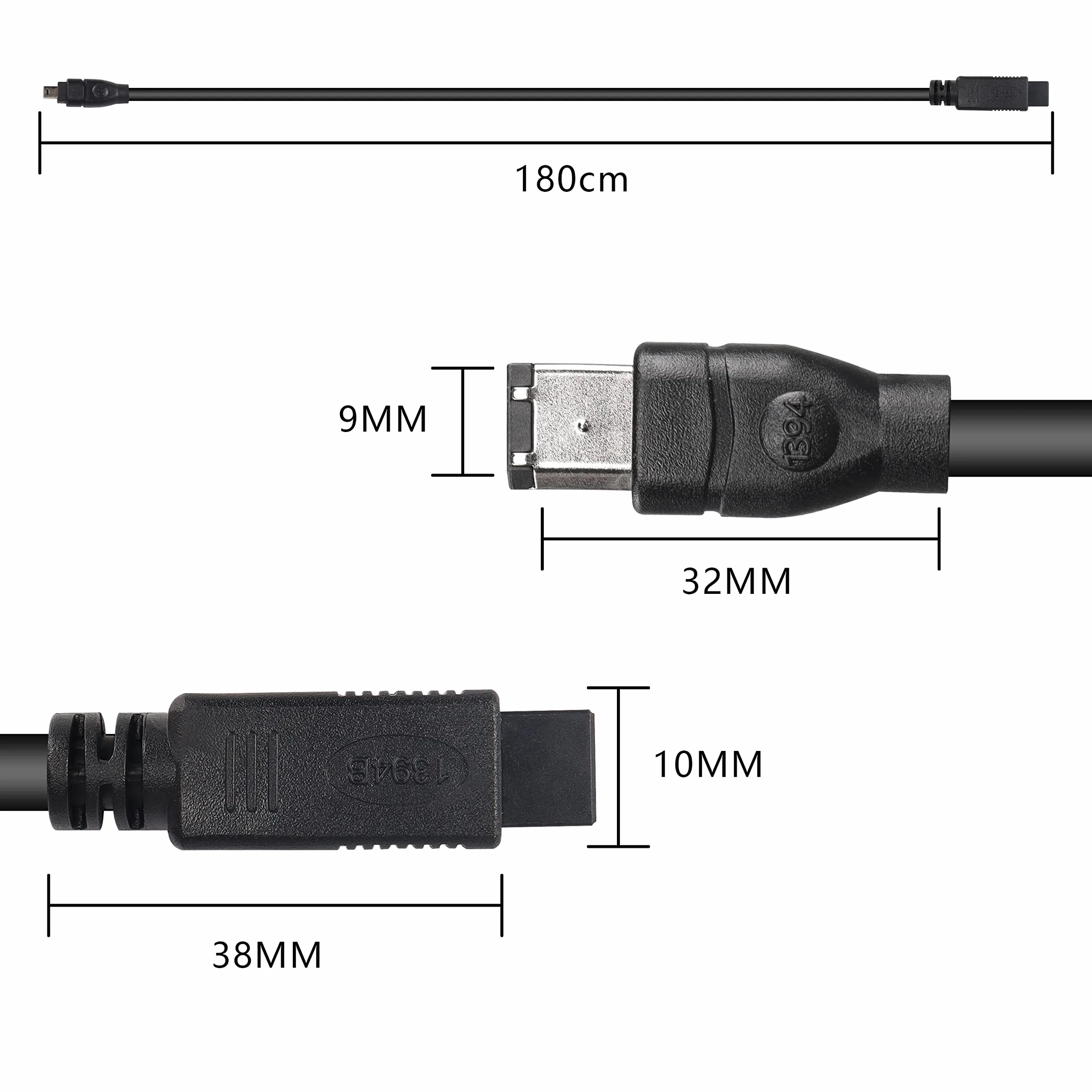 MEIRIYFA FireWire 1394B 9-pin na 6-pin kabel przedłużający IEEE 800/400 1,8 m