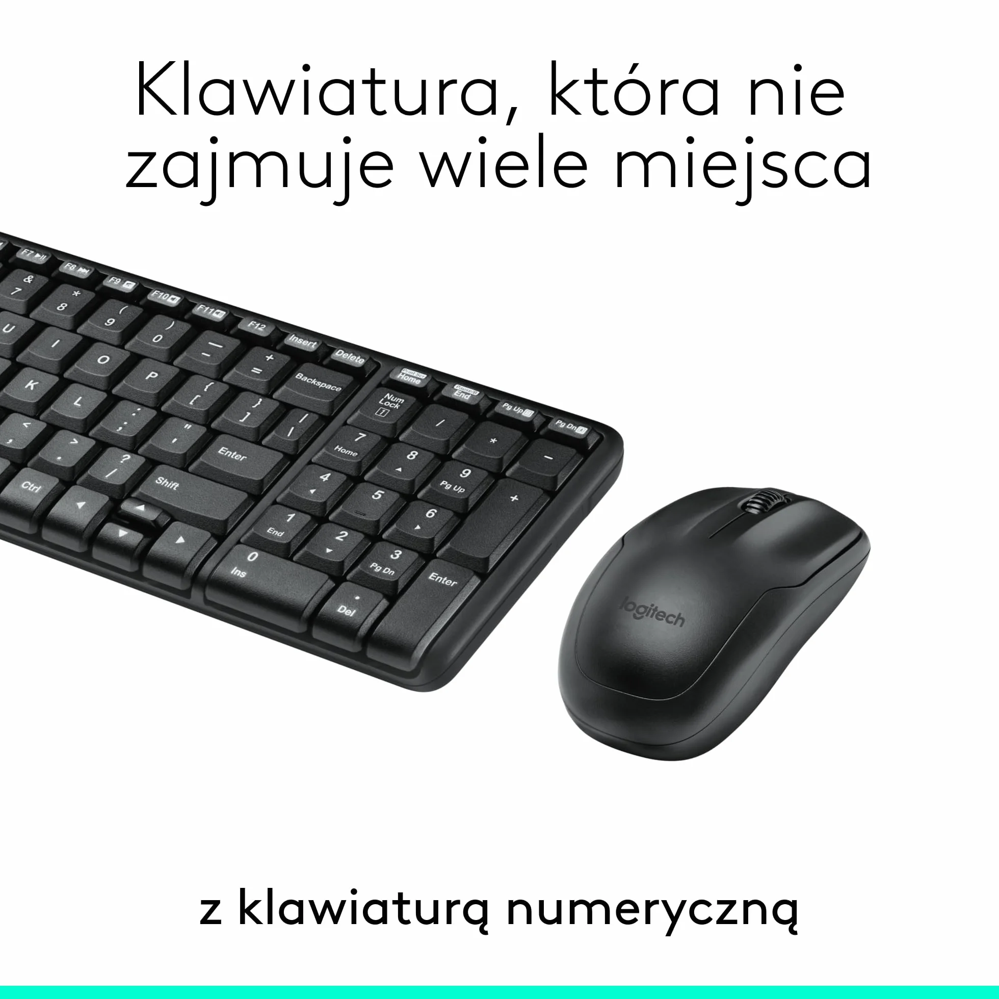 Logitech MK220 Compact Combo klawiatura i mysz 2,4 GHz USB Unifying QWERTY US Intl Czarny