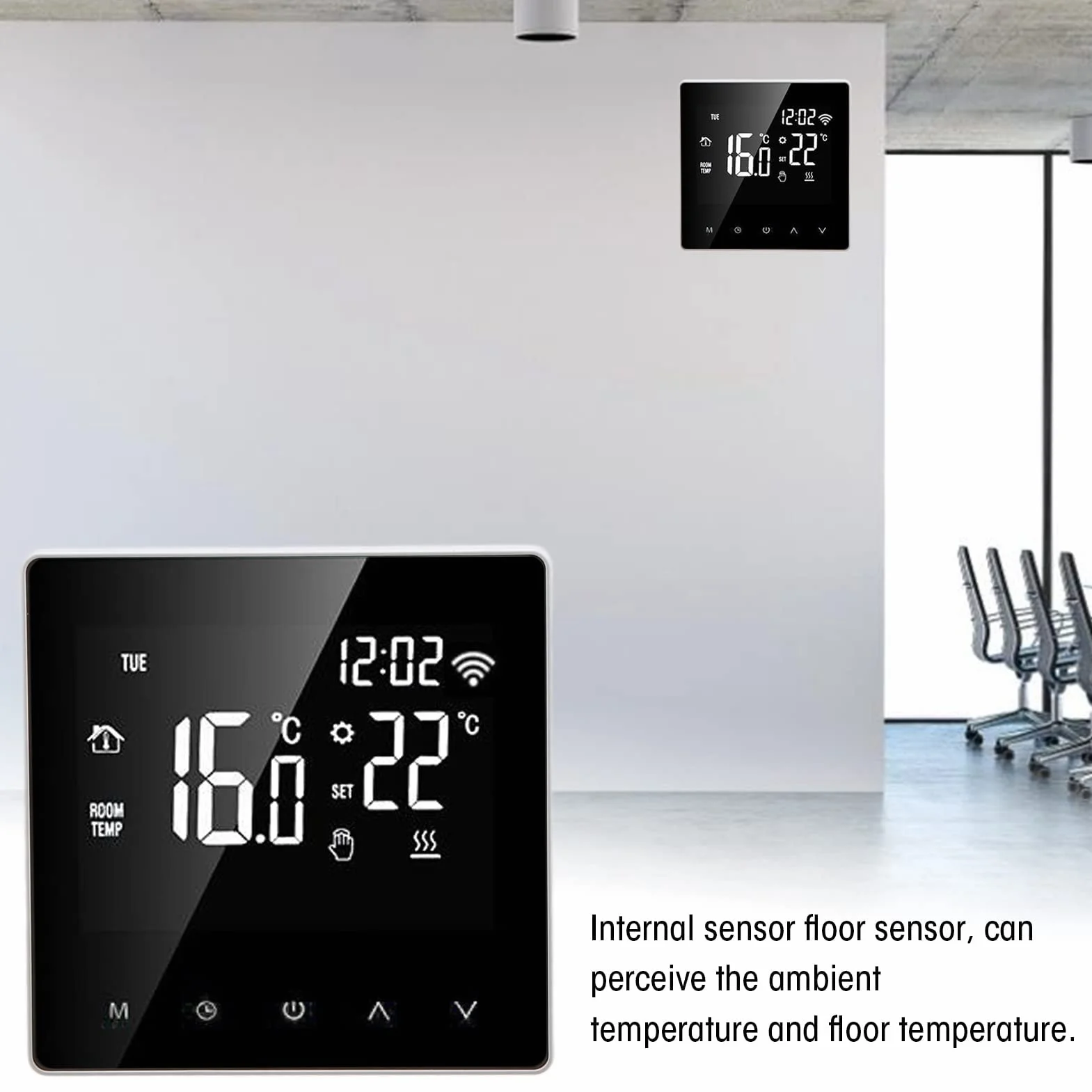 ME81H AC230V 50/60Hz Inteligentny termostat 5 ~ 90℃ WIFI Inteligentny termostat LCD ekran dotykowy Termostat ogrzewania podłogowego wody do Tuya (białe tło biały przycisk 16A)
