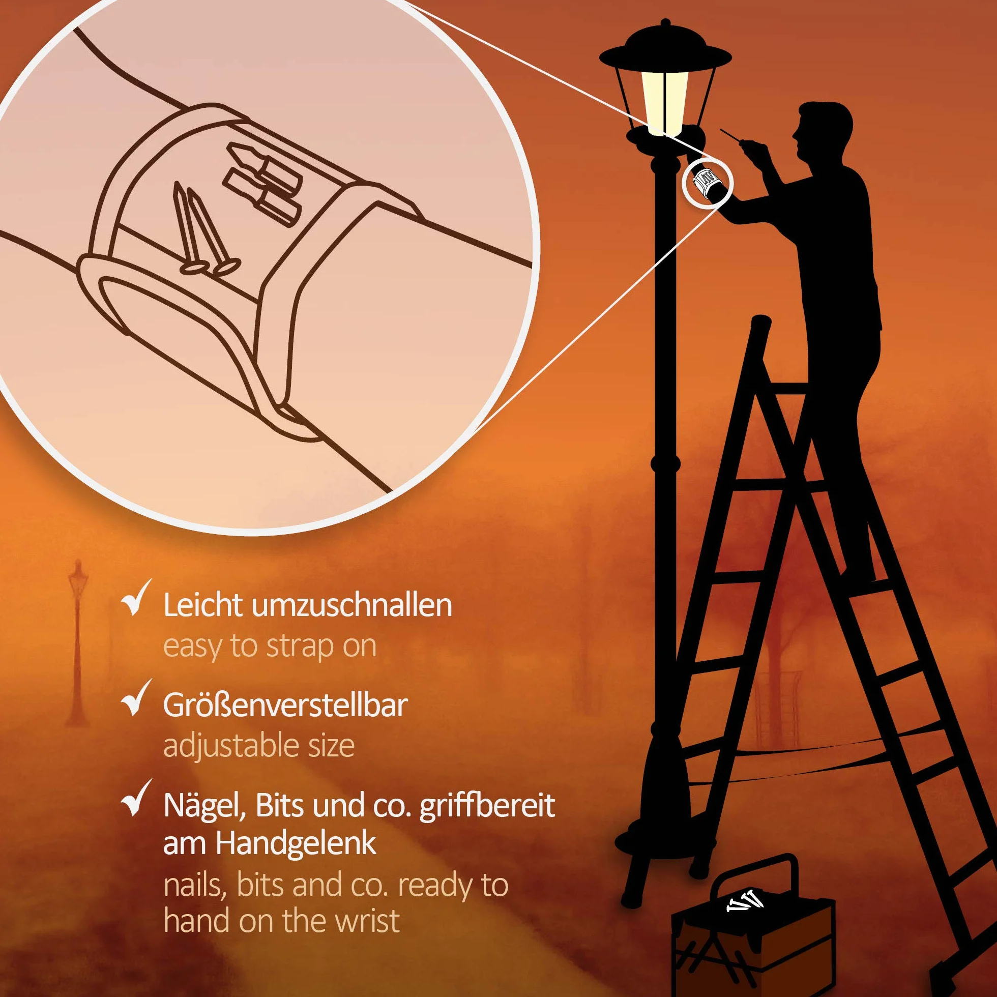 COM-FOUR® Bransoletka magnetyczna dla rzemieslników z 16 magnesami - bransoletka magnetyczna na male sruby, gwozdzie i bity - prezent dla majsterkowiczów