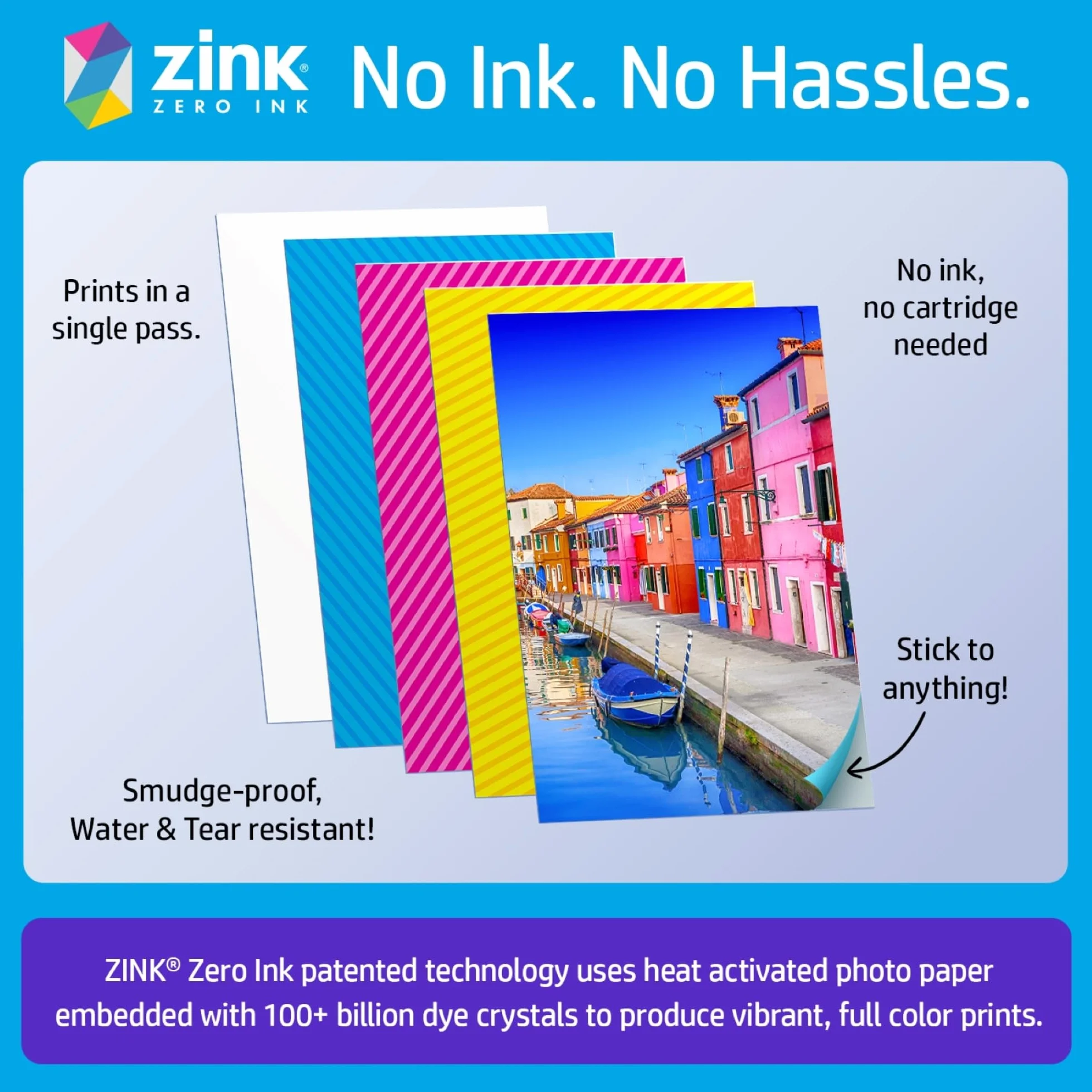 HP Zębatka przenośna 5 x 7,6 cm drukarka zdjęć Lilac ZINK