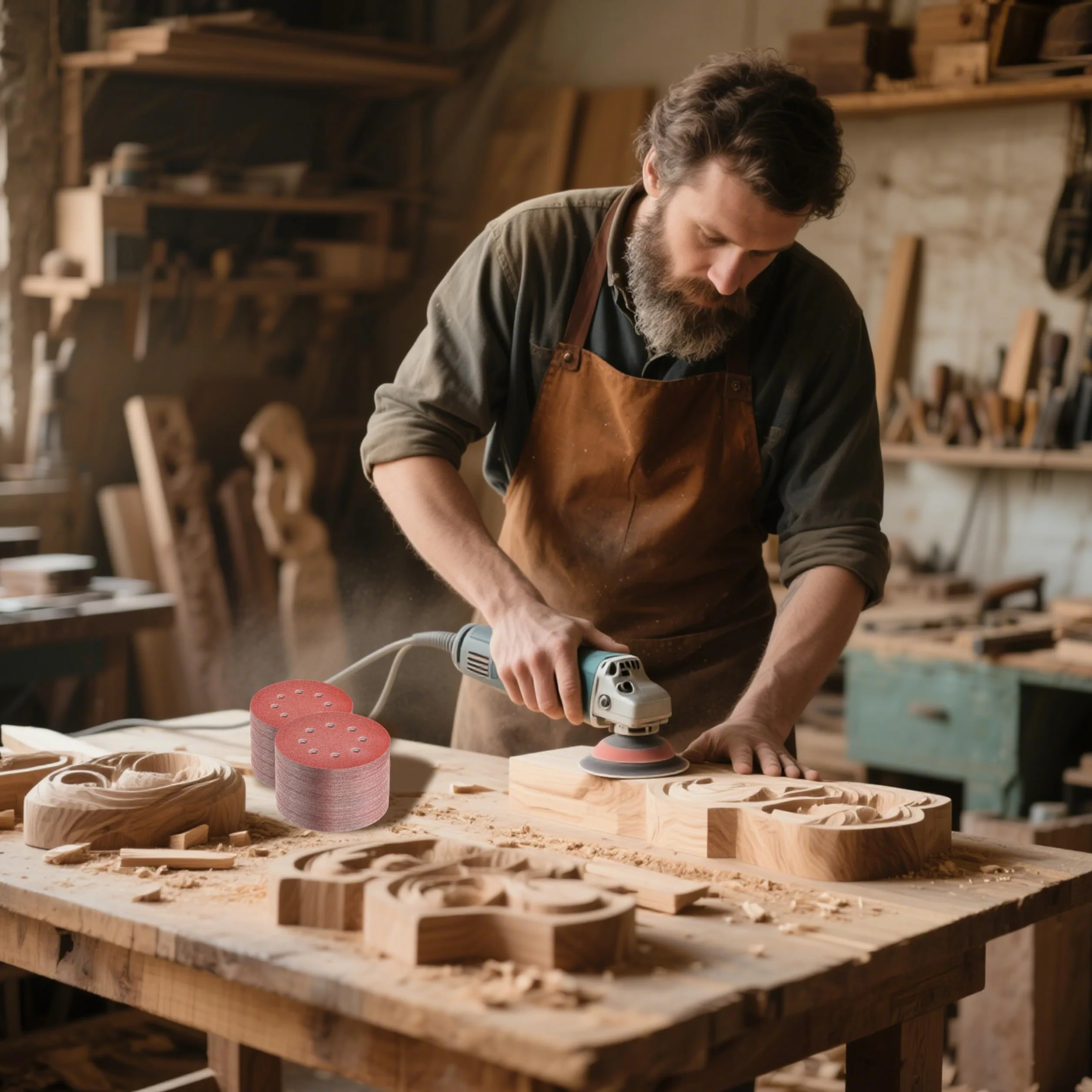 110 sztuk Papier ścierny 125 mm, Krążki ścierne, ziarnistość 40/60/80/100/120/180/240/320/600/1000/2000, mocowane na rzep krążki szlifierskie, 8 otworów okrągłych, do szlifierek mimośrodowych