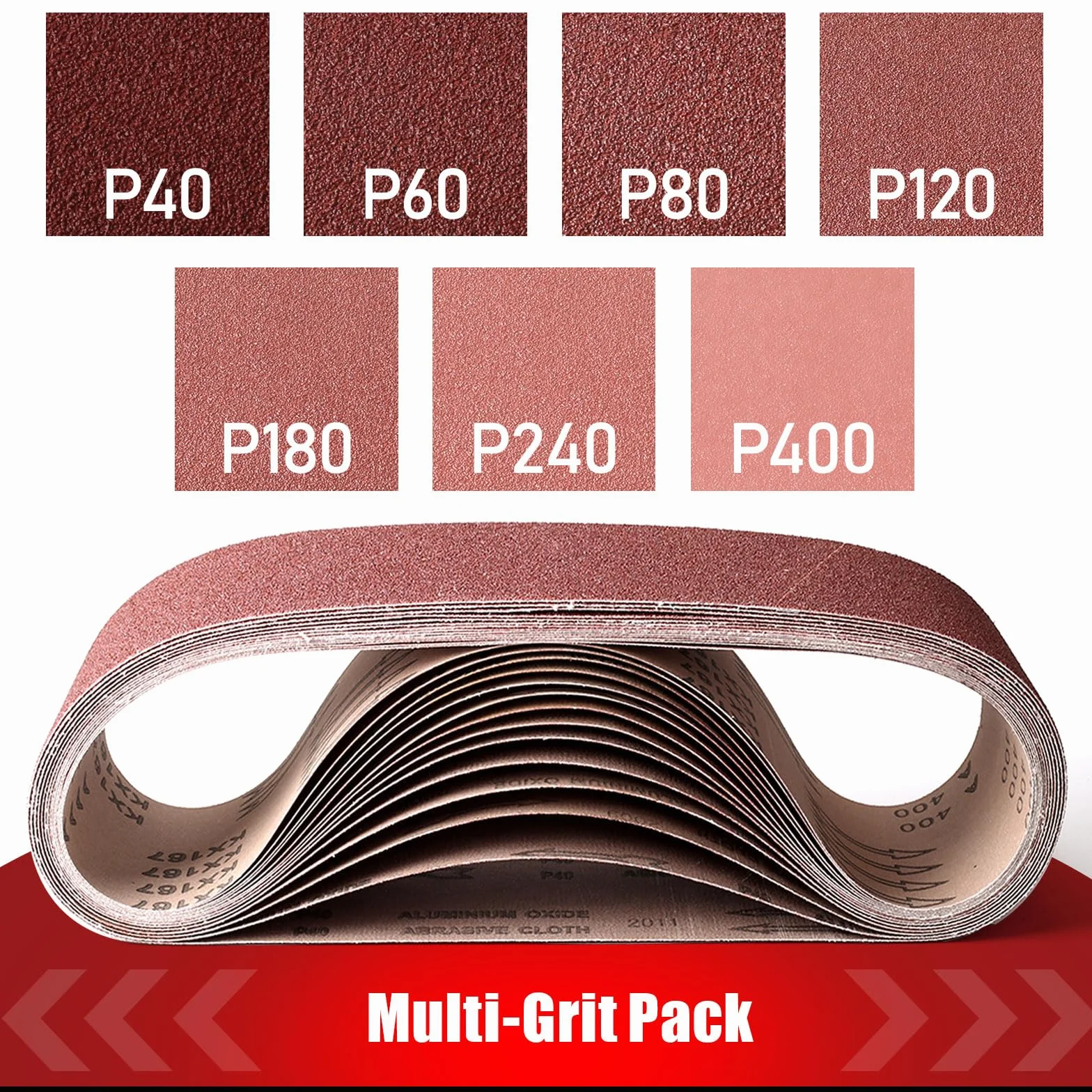 BOSHCRAFT 8 x paski szlifierskie 50 cm, 21 szt. papieru szlifierskiego taśmowego 40/60/80/120/180/240/400 asortyment pas szlifierski do szlifierki taśmowej premium ostrzenie noży do obróbki drewna polerowanie metalu