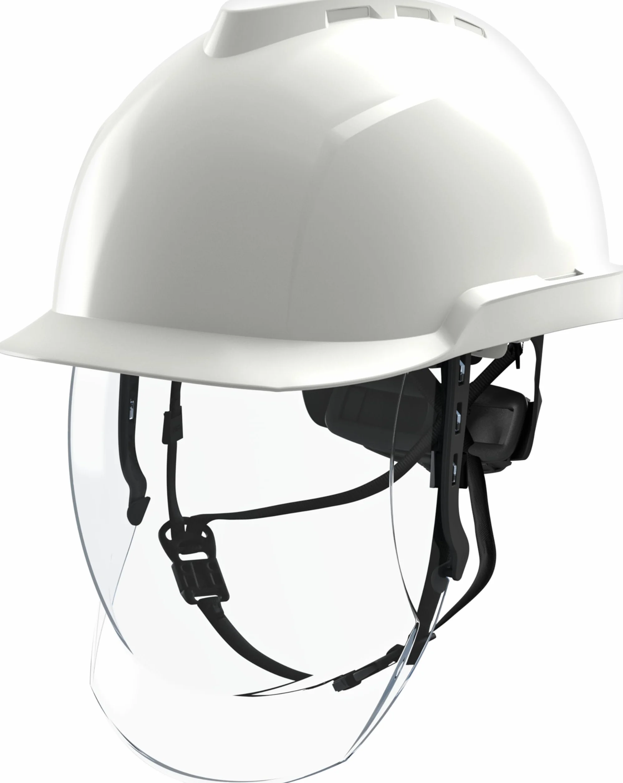 MSA V-Gard 950 kask budowlany – niewentylowany kask ochronny z wizjerem na plac budowy i elektryków – kask zgodny z normą DIN EN 397 do pracy