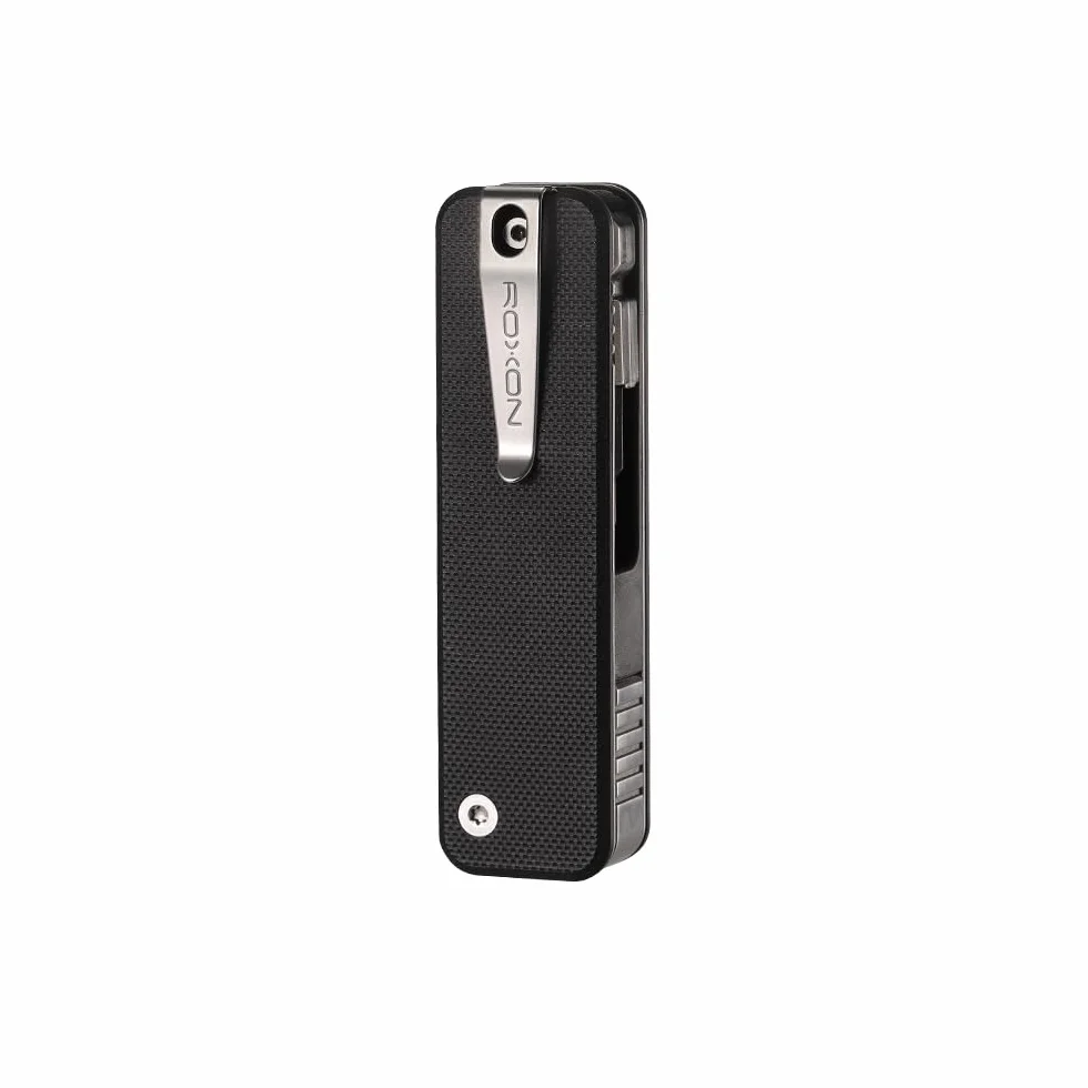 ROXON S503G Flex Companion Tool modułowa konstrukcja i regulowane narzędzie kieszonkowe, wstępnie zainstalowane z 8 ważnymi narzędziami (1/4" bit Driver, ostrze D2, śrubokręt, piła stożkowa, nożyczki