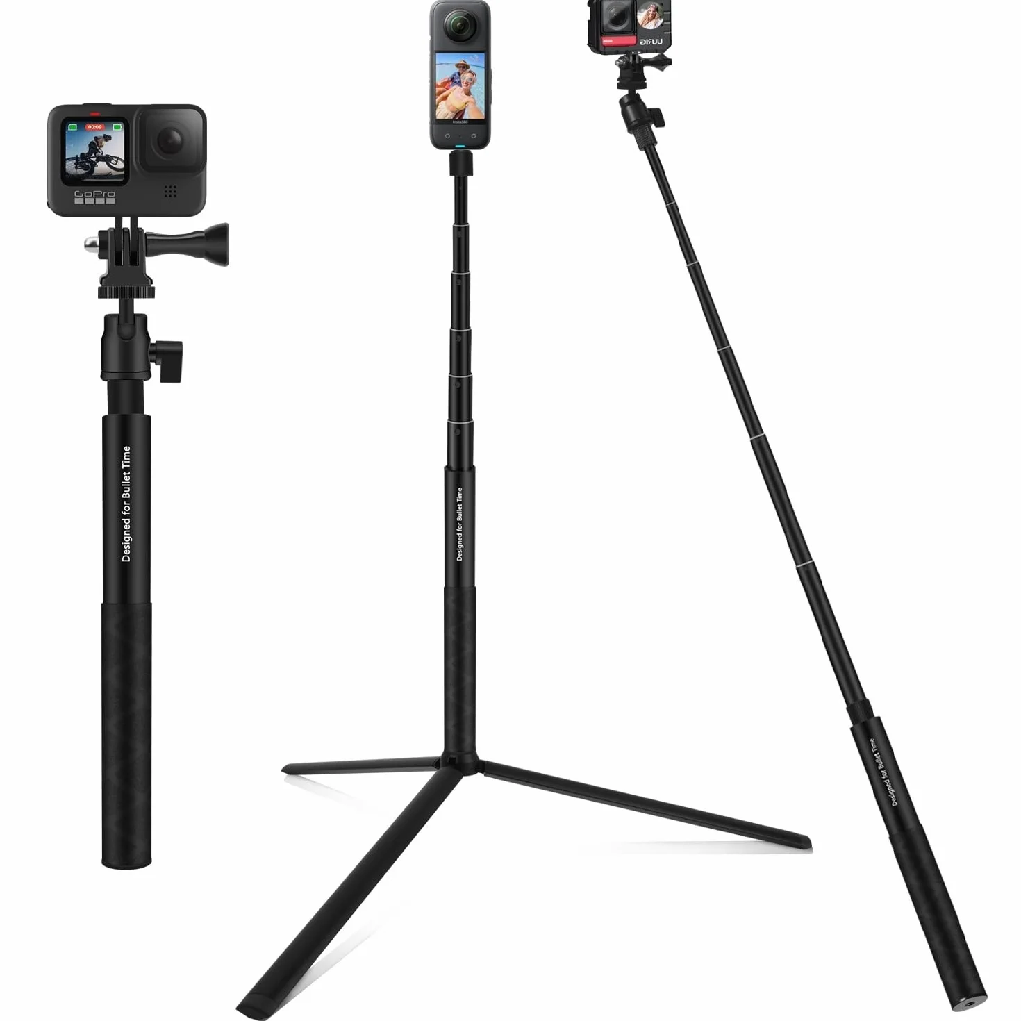 Wiseten Kijek do Selfie 130 cm Statyw Handheld Pole do GoPro Hero Black Insta360 X3/X4/One XR/RS