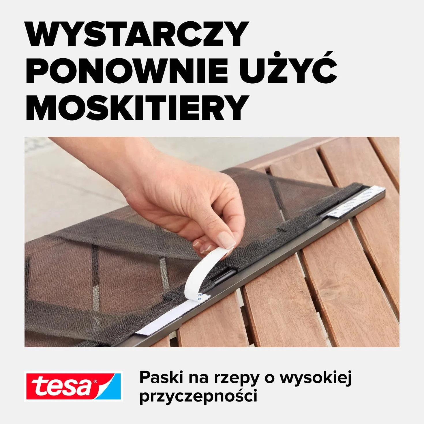 tesa® Comfort Rzep samoprzylepny do moskitier Comfort – taśma rzepowa do mocowania siatek okiennych przeciwko owadom – wymiary: 5,60 m x 9 mm, biała