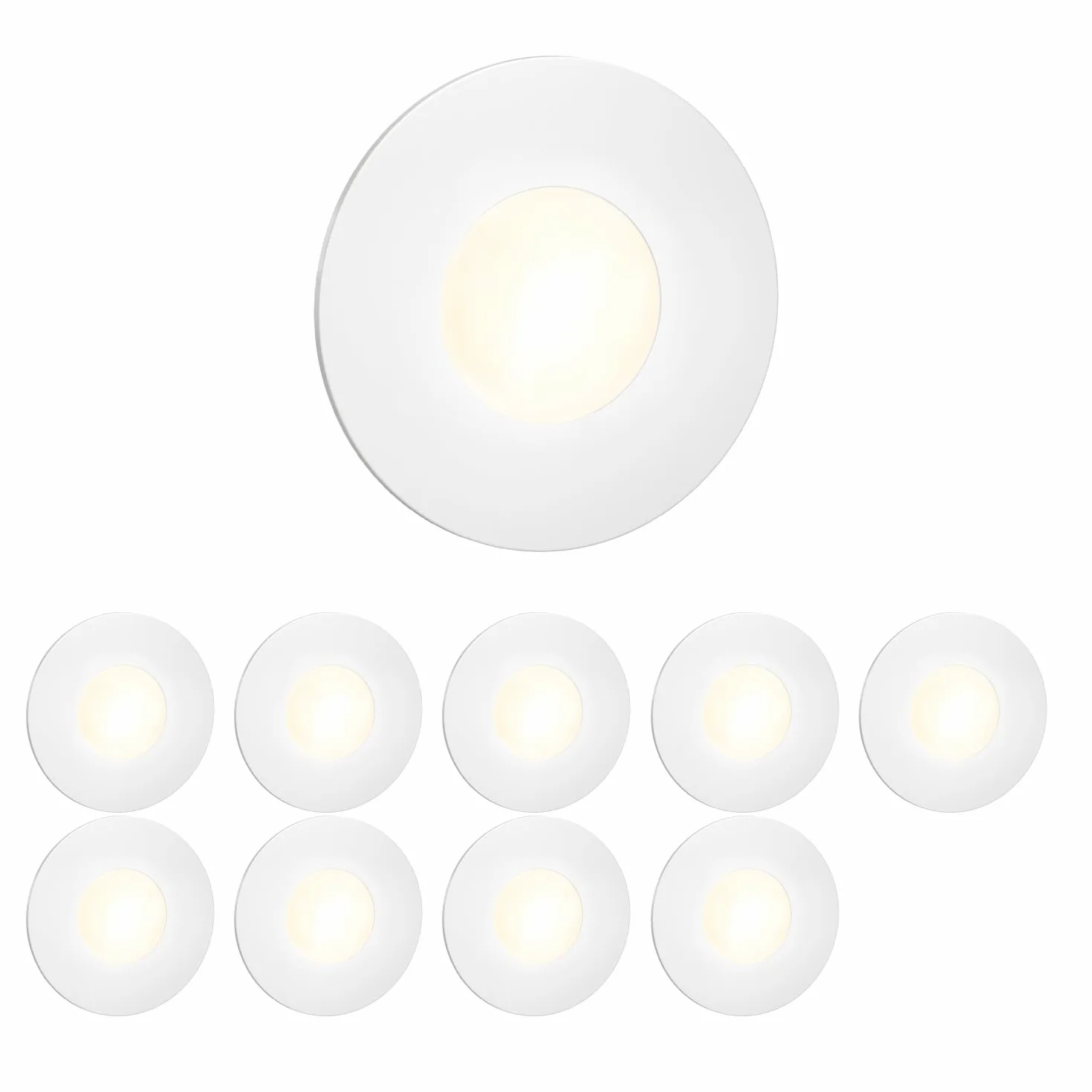 ledscom.de 10 Lampa schodowa LED/wpuszczana lampa ścienna FEX do użytku wewnątrz i na zewnątrz, okrągła, Ø 85 mm, ciepła biel