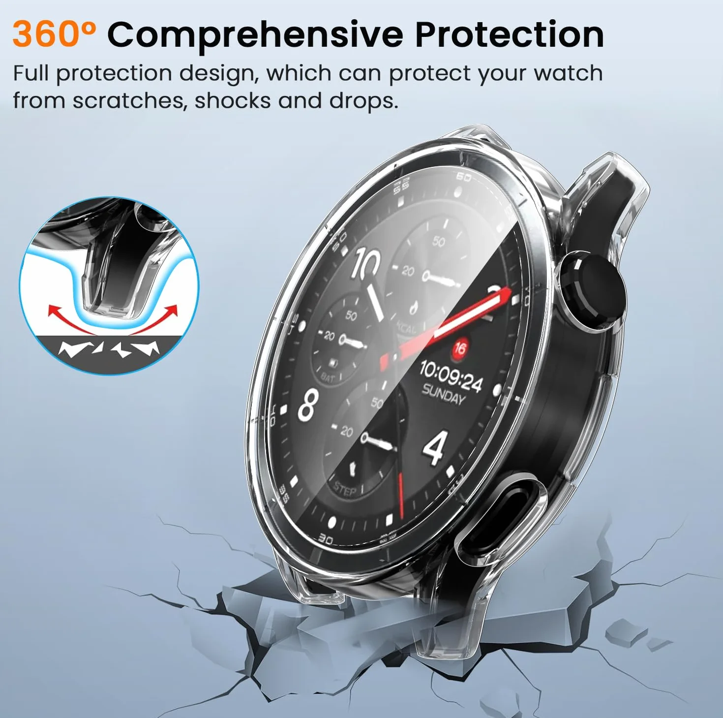 Ivoler Etui + Folie Ochronne Xiaomi Watch S5 46mm TPU 2 Przezroczyste 1 Czarny