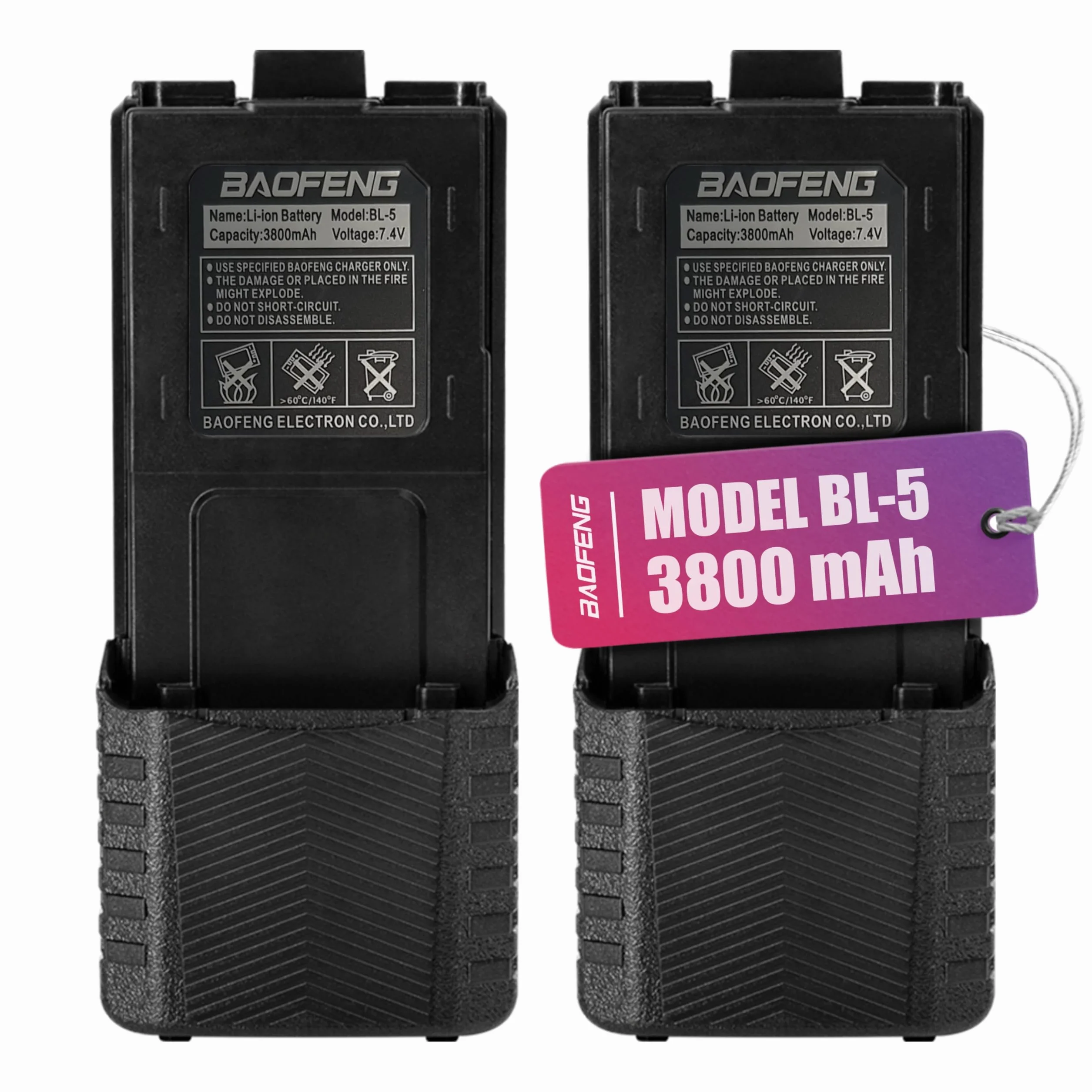 2 x Mirkit - BAOFENG UV-5R akumulator 3800 mAh - bateria kompatybilna z radiotelefonem Baofeng UV-5R Plus, Baofeng UV mk5, UV-mk5X3 / RD-5mk5/ UV-mk5TP / UV-5X3 - akcesoria do krótkofalówki Baofeng Walkie