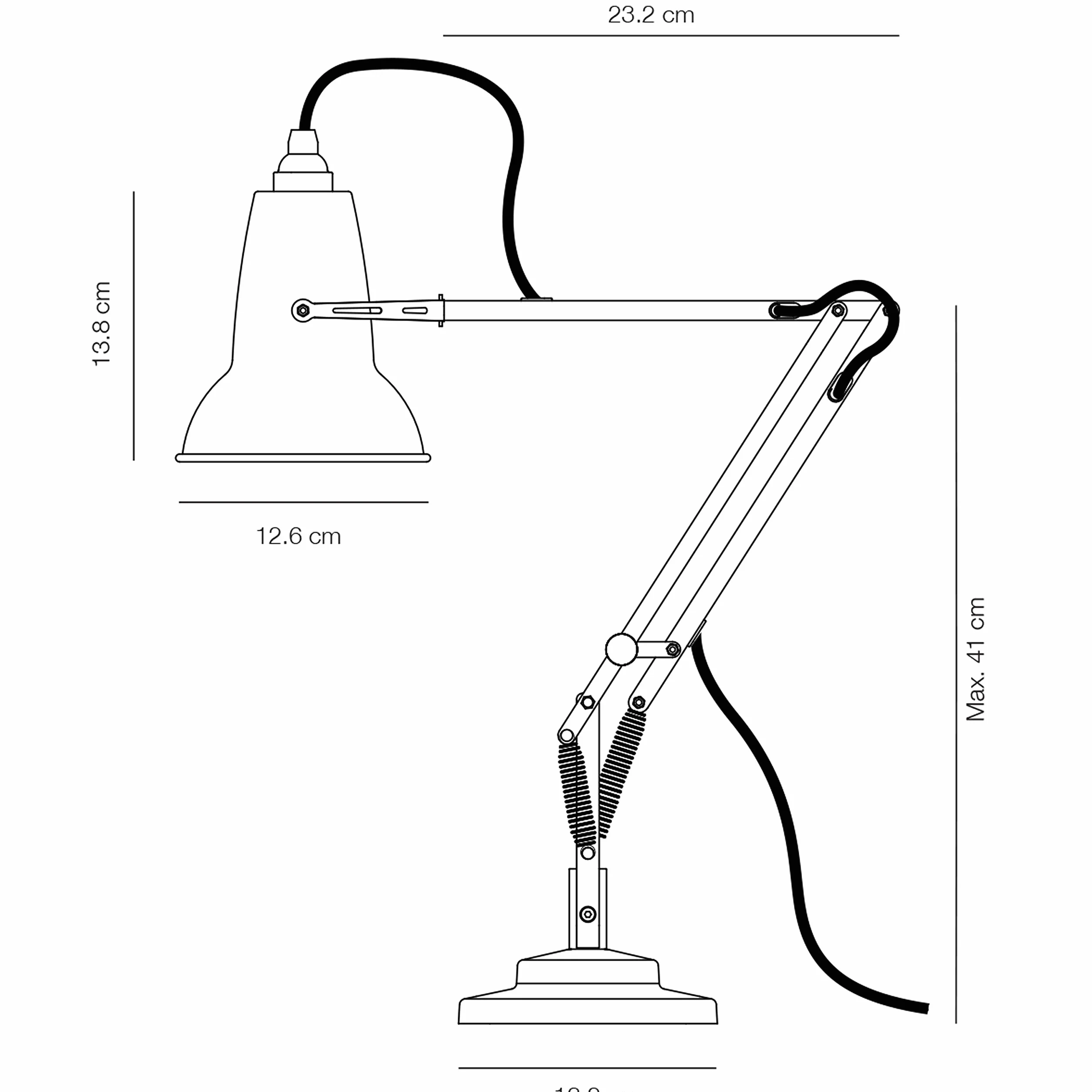 ANGLEPOISE Oryginalna mini lampa stołowa 1227, Gołąb szara, idealna lampa biurkowa lub nocna, elastyczne ramię, błyszczące wykończenie farbą ze stalowym kloszem, żeliwna podstawa ze stalową osłoną