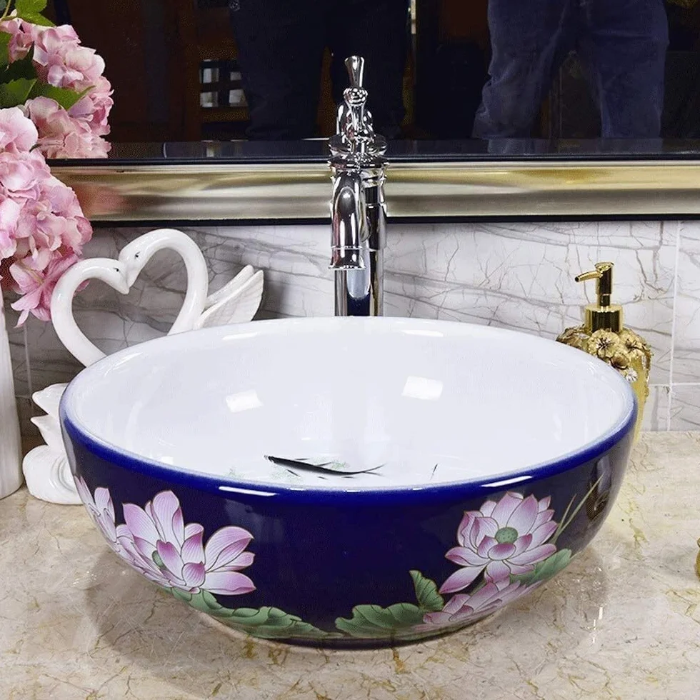 Szafka Pod Umywalkę Z Umywalką, Umywalka Łazienkowa, Umywalka Nablatowa, Ceramiczna Umywalka Nablatowa, Umywalka Łazienkowa Nablatowa, Okrągła, Porcelanowa Miska Do Mycia
