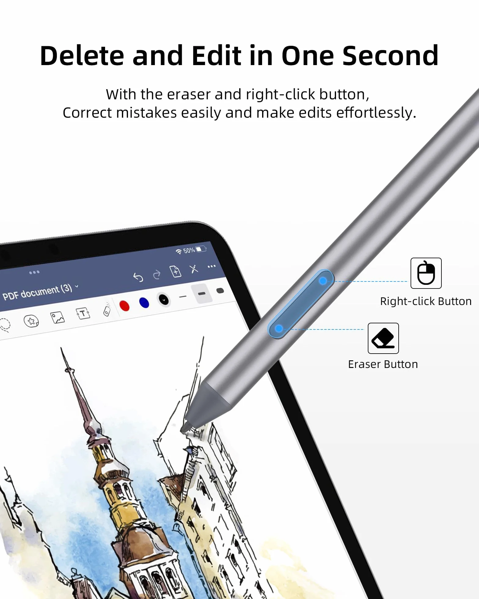 Metapen Pióro powierzchniowe M2 Biz, 180 dni autonomii, poziom ciśnienia 4096, płynne pisanie, czułe na nachylenie, Surface Pro X/9/8/7+/7/6/5/4/3, Surface 3, Surface Duo/Surface Duo 2