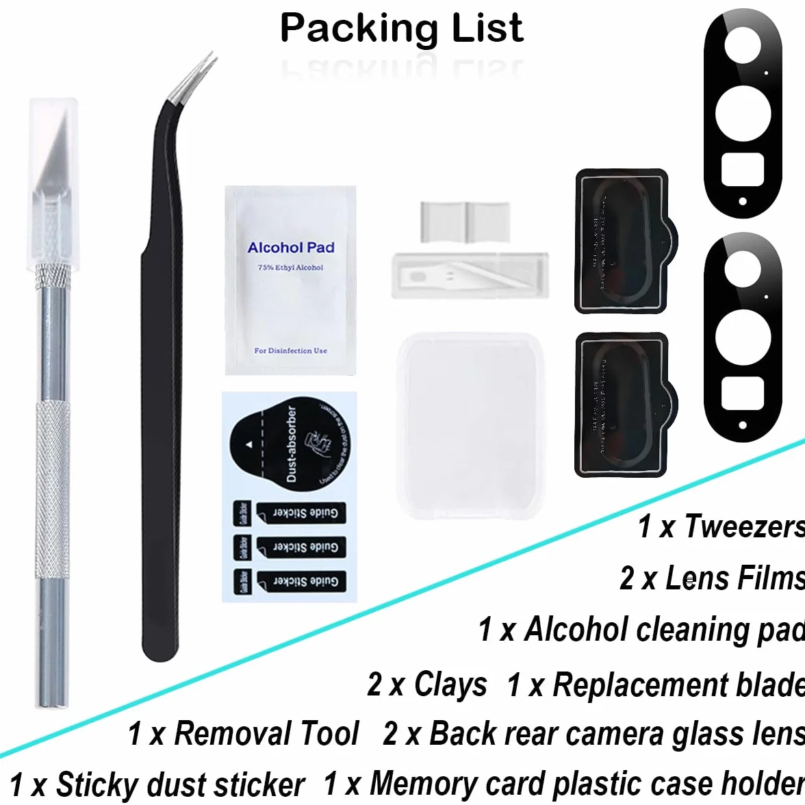 Google Pixel 9 Pro 5G 6.3" 2024 Back Rear Camera Lens Glass Replacement with Pre-Installed Adhesive and Tweezers Precision Knife Repair Tool Kit