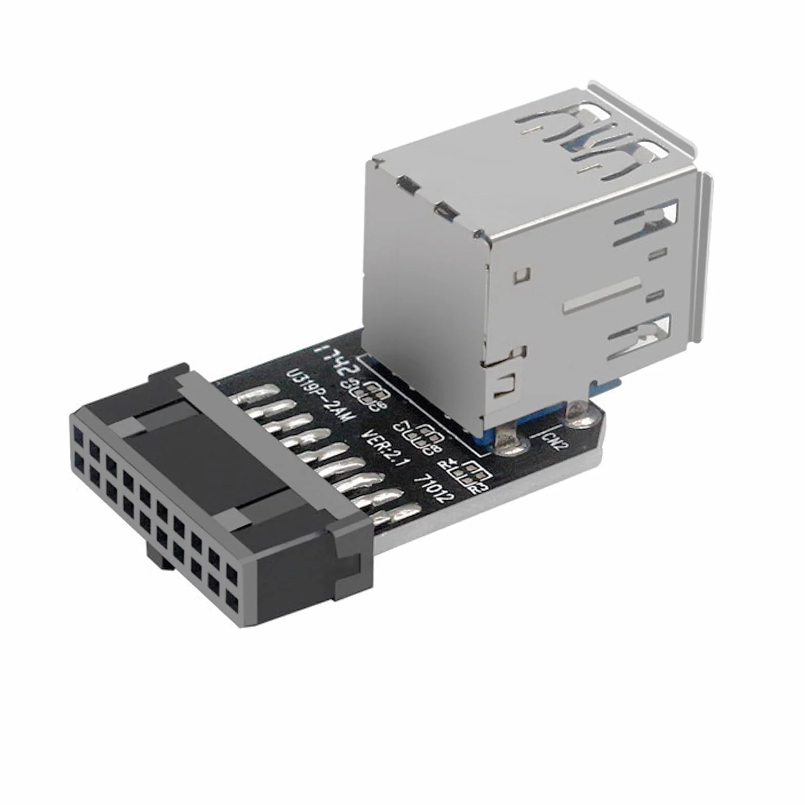 WLGQ Dwuportowy adapter USB 3.0 – 19/20 PIN na podwójny USB 3.0 żeński nagłówek do rozszerzenia płyty głównej PC (A)