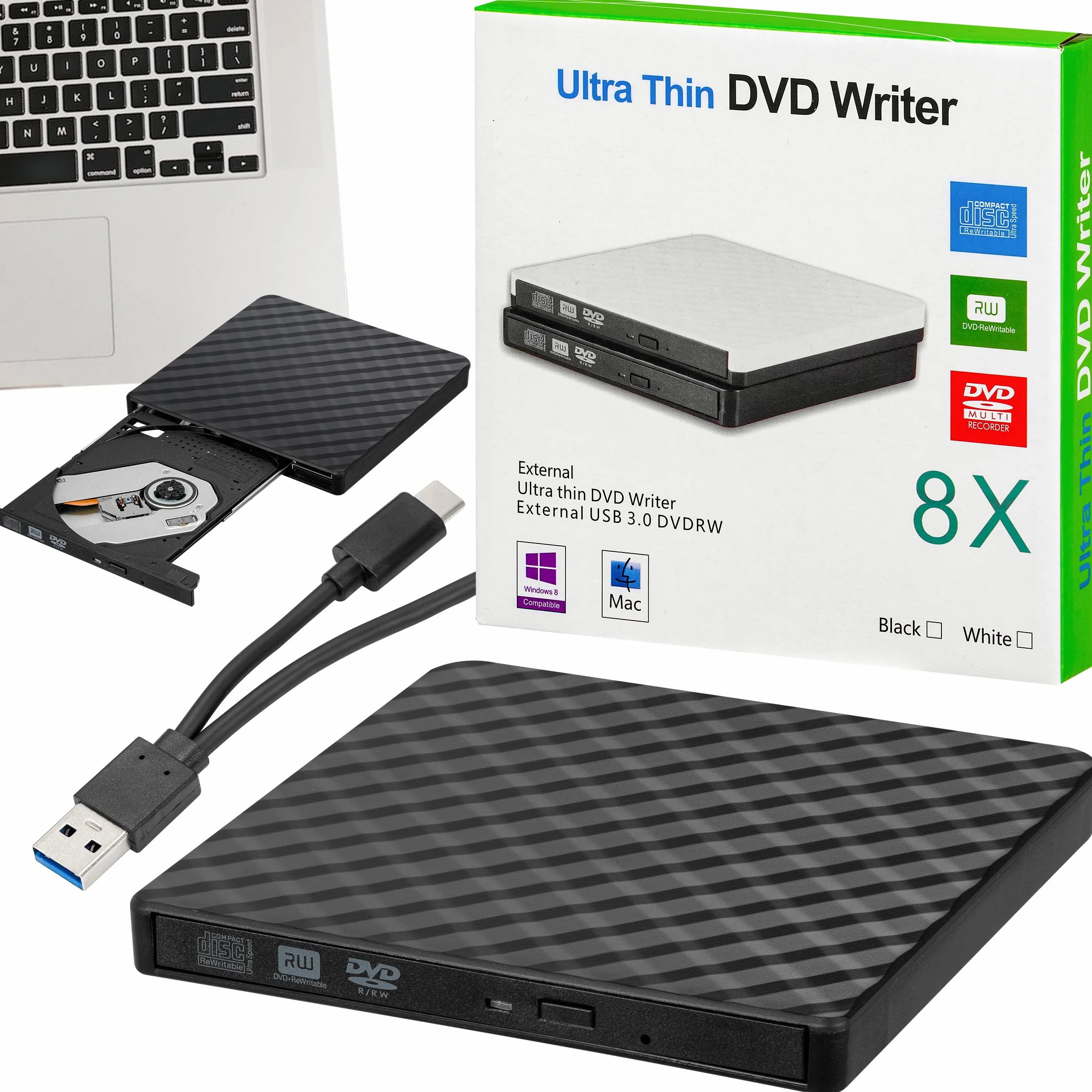 Zewnętrzny Napęd CD/DVD USB 3.0 Nagrywarka Przenośny Odtwarzacz