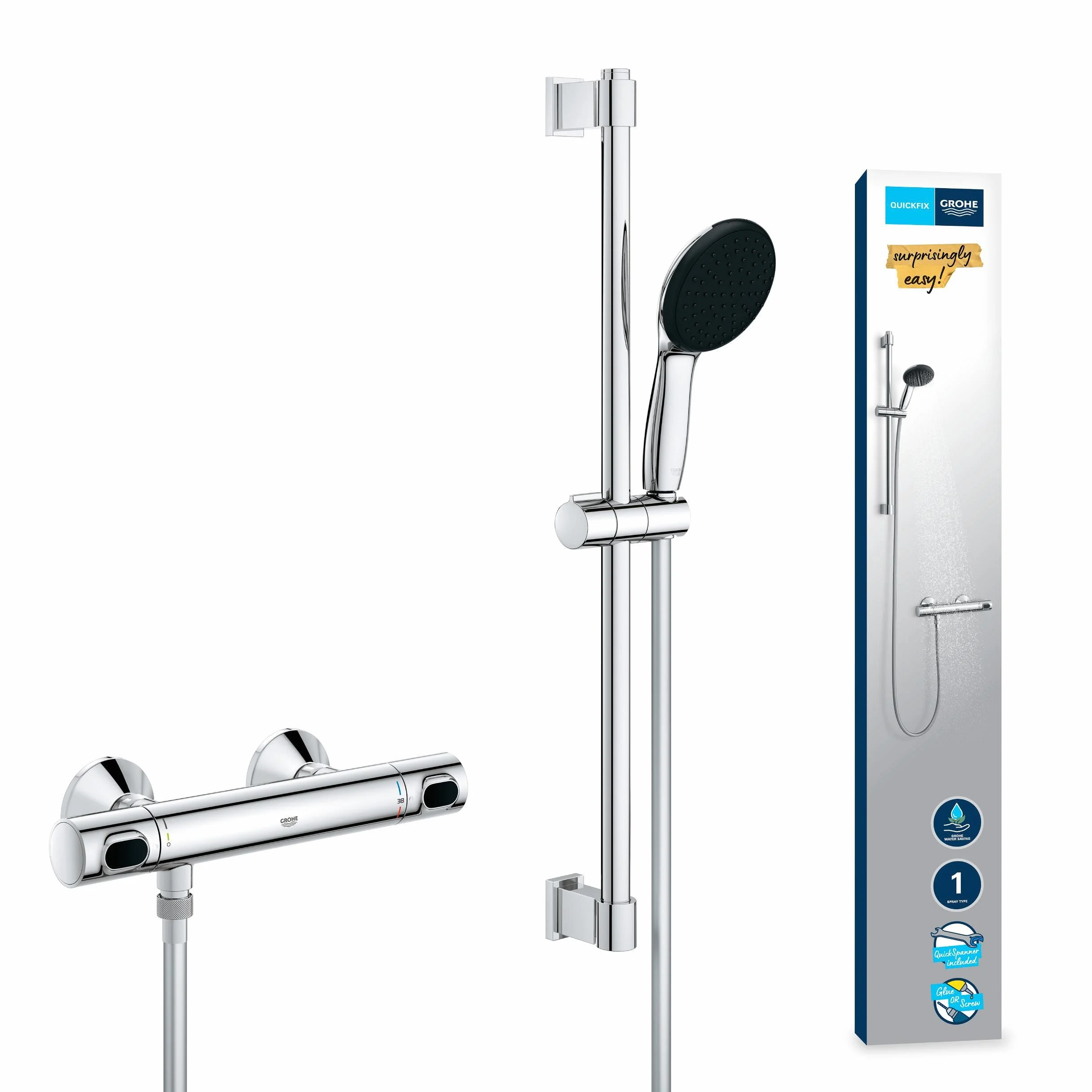 Grohe Precision Flow zestaw prysznicowy z termostatem 8 l/min 38°C 60 cm