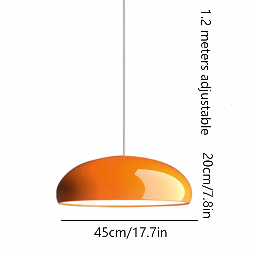 Lampa wisząca w stylu włoskim Przemysłowy klosz lampy z kloszem w kształcie kopuły Pomarańczowa błyszcząca lampa wisząca Wisząca oprawa oświetleniowa Wyjątkowa lampa sufitowa do jadalni, kawiarni,