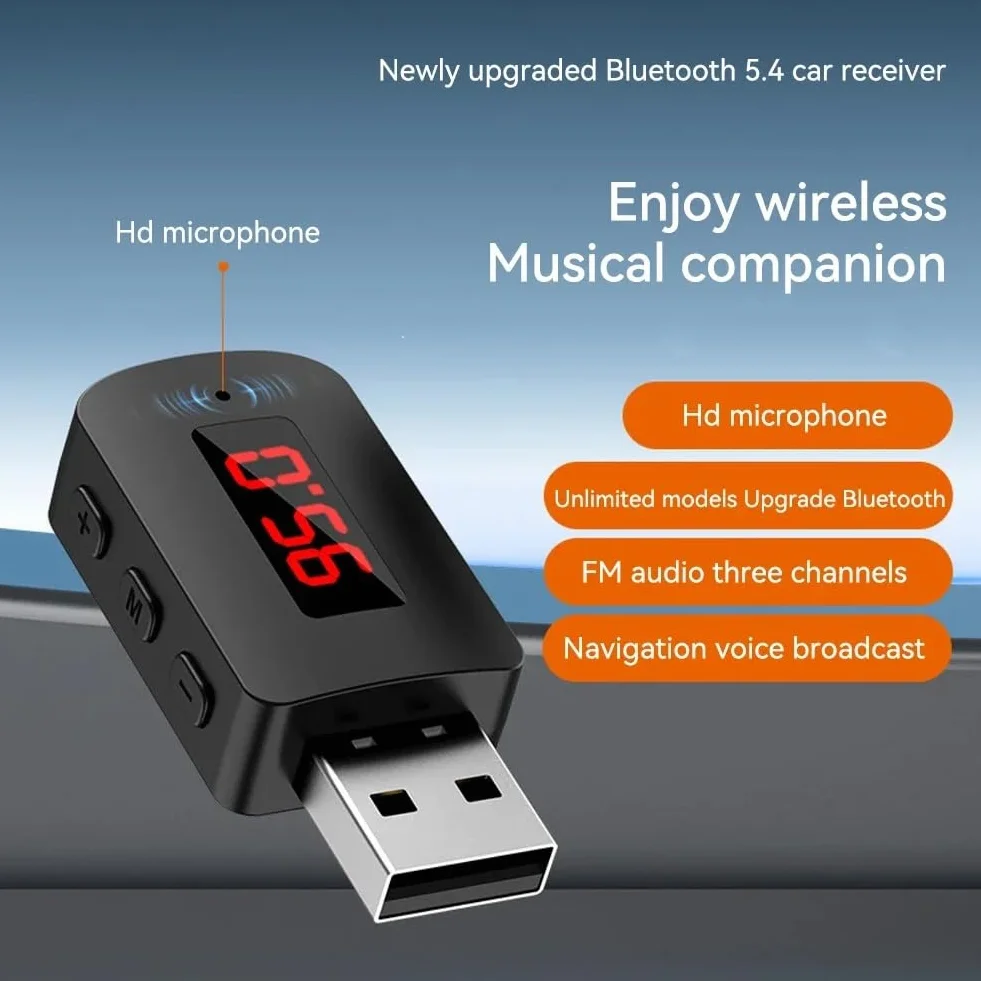 Bezprzewodowy adapter Bluetooth 5.4 transmiter odbiornik z mikrofonem USB Audio AUX do samochodu