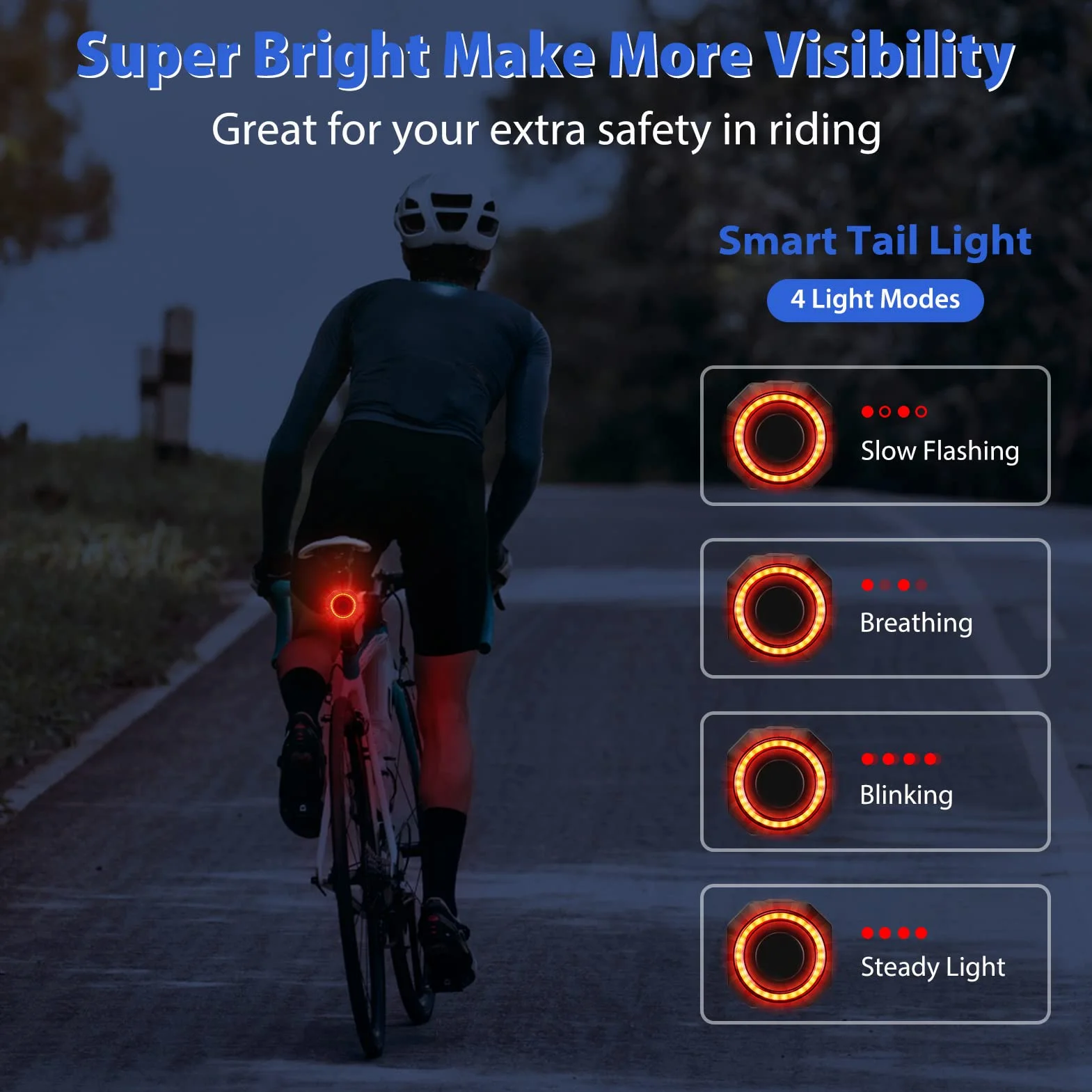 Budzik rowerowy, z akumulatorem USB, z tylnym światłem, bezprzewodowy alarm motocyklowy z uchwytami montażowymi, inteligentny z alarmem rowerowym, pilot zdalnego sterowania 110 DB, super