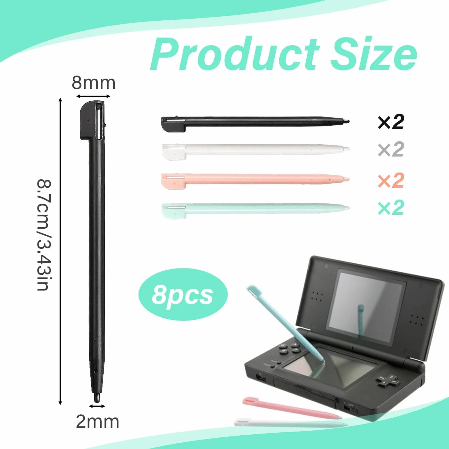 Rysik do ekranu dotykowego do 3DS NDS Lite DSL NDSL plastikowa końcówka (8)