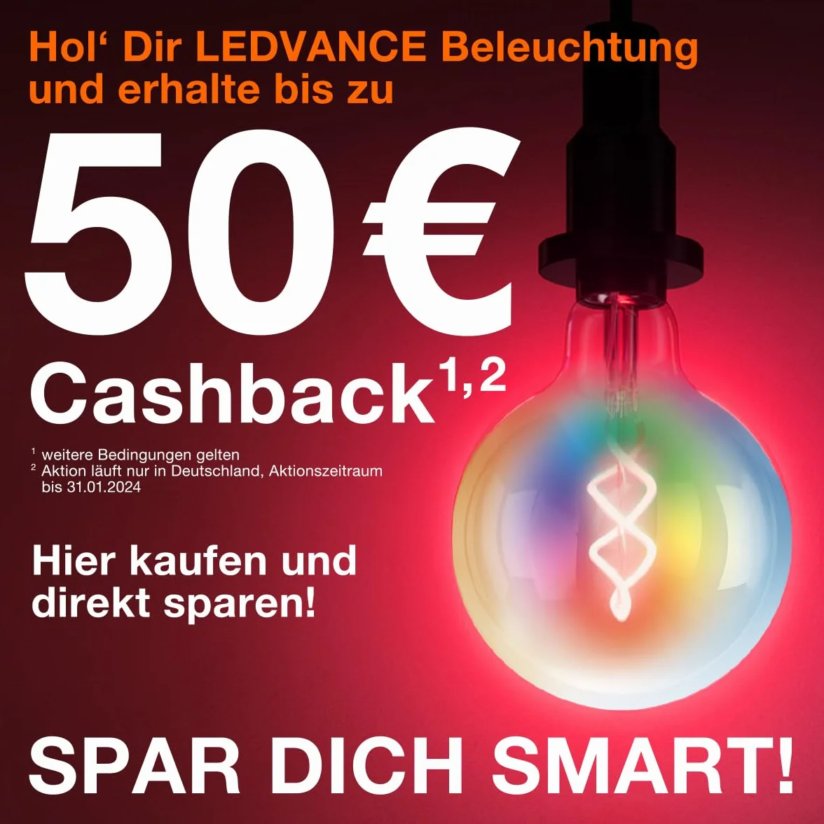 LEDVANCE Inteligentna żarówka LED z Wifi, E27, Możliwość ściemniania, Ciepła biel (2500K), Kształt żarówki, Przezroczysty żarnik w przydymionym szkle, Możliwość sterowania za pomocą Alexa, Google